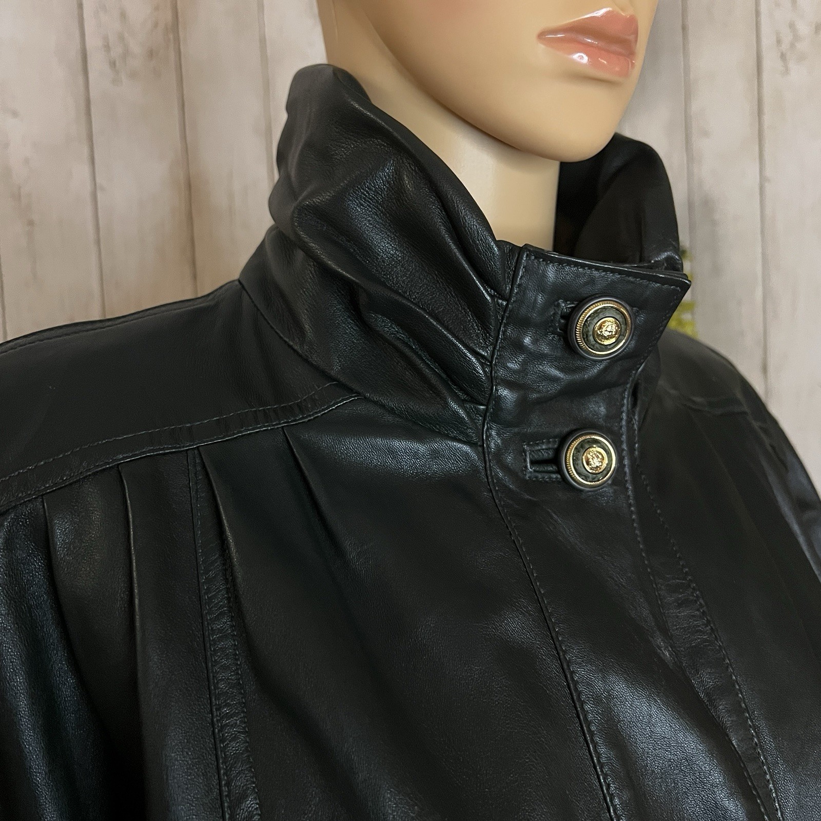 Black Leather Jacket Lightweight Coat Vera Pelle Medium Lined Italian Made