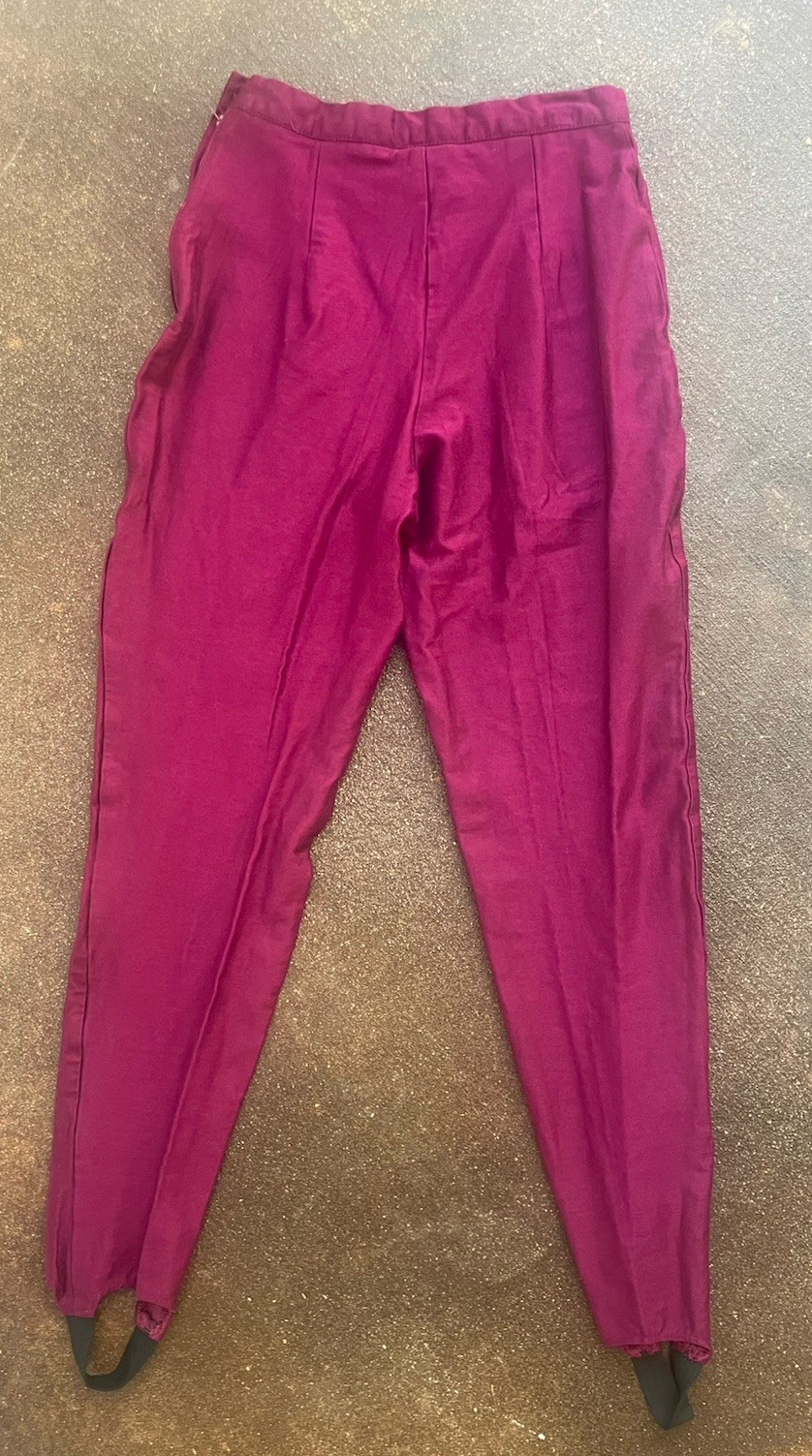Vintage America XS Purple Plum Stirrup Pants Zipper Button Closure