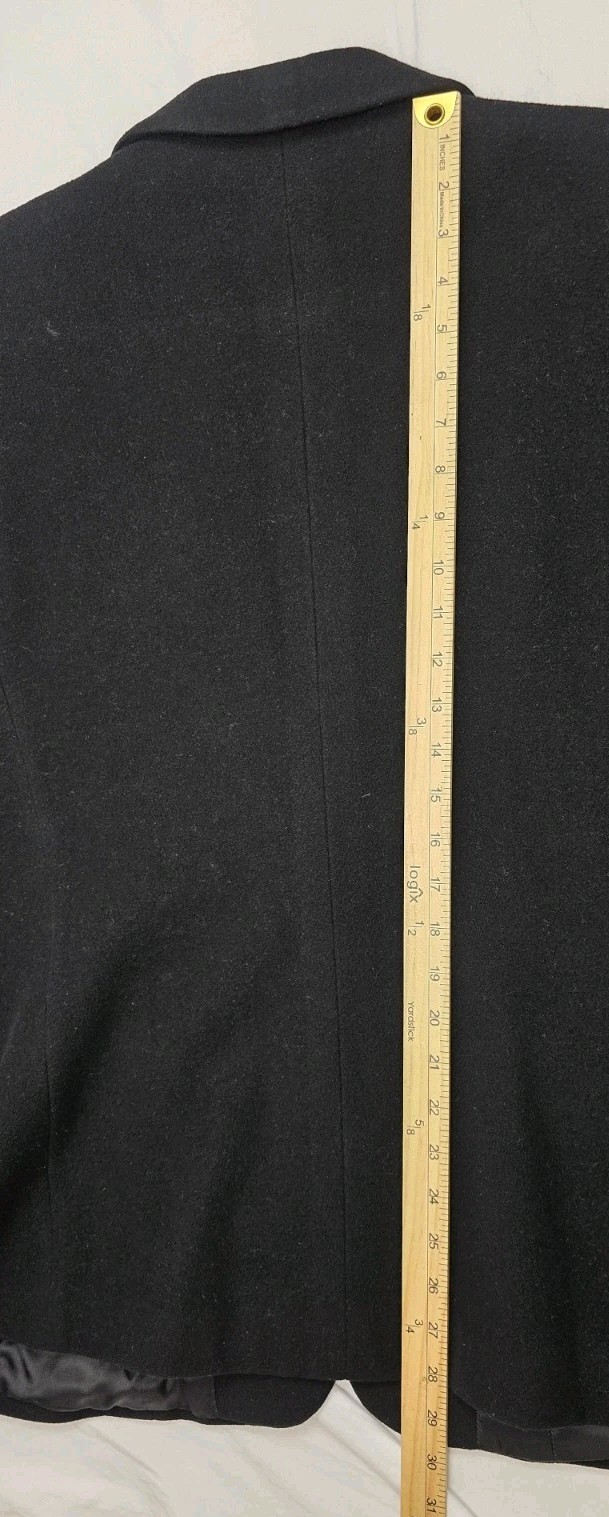 Vtg Giorgio Sant Angelo Women’s Blazer Wool Cashmere Italy Black Jacket Size 14