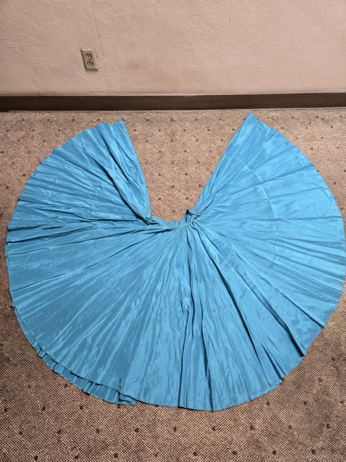 Vintage 30s 40s Turquoise Rayon Huge Sweep Circle Skirt High Waist Talon sz XS