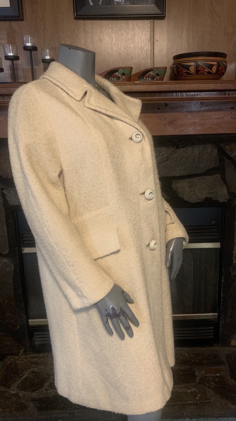 Vintage 60’s Yellow Boucle Winter Coat by Carillon Size Large Petite Union Made