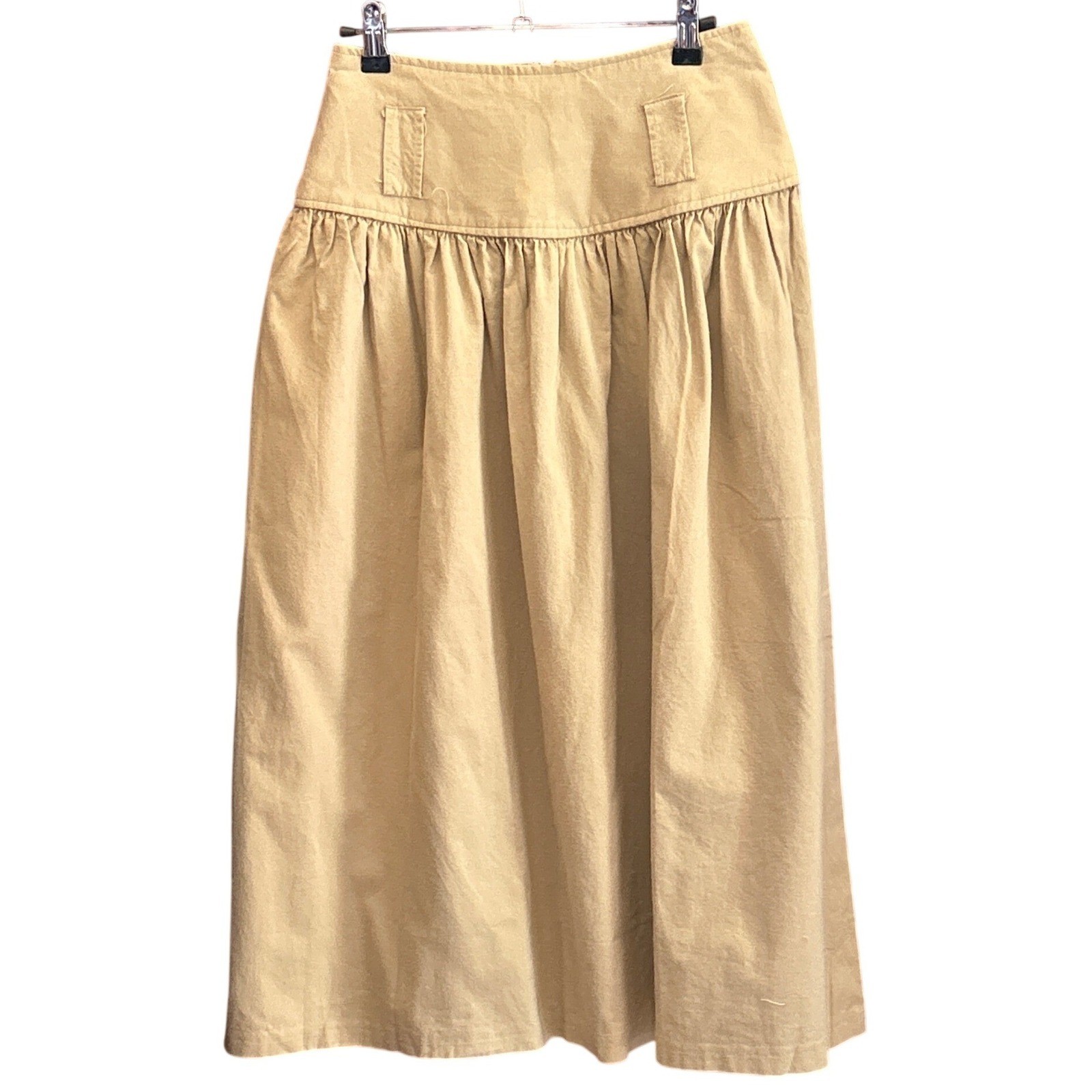 Vintage Marilyn Togs Khaki Midi Skirt Cottagecore Prairie Boho Tan High Waist