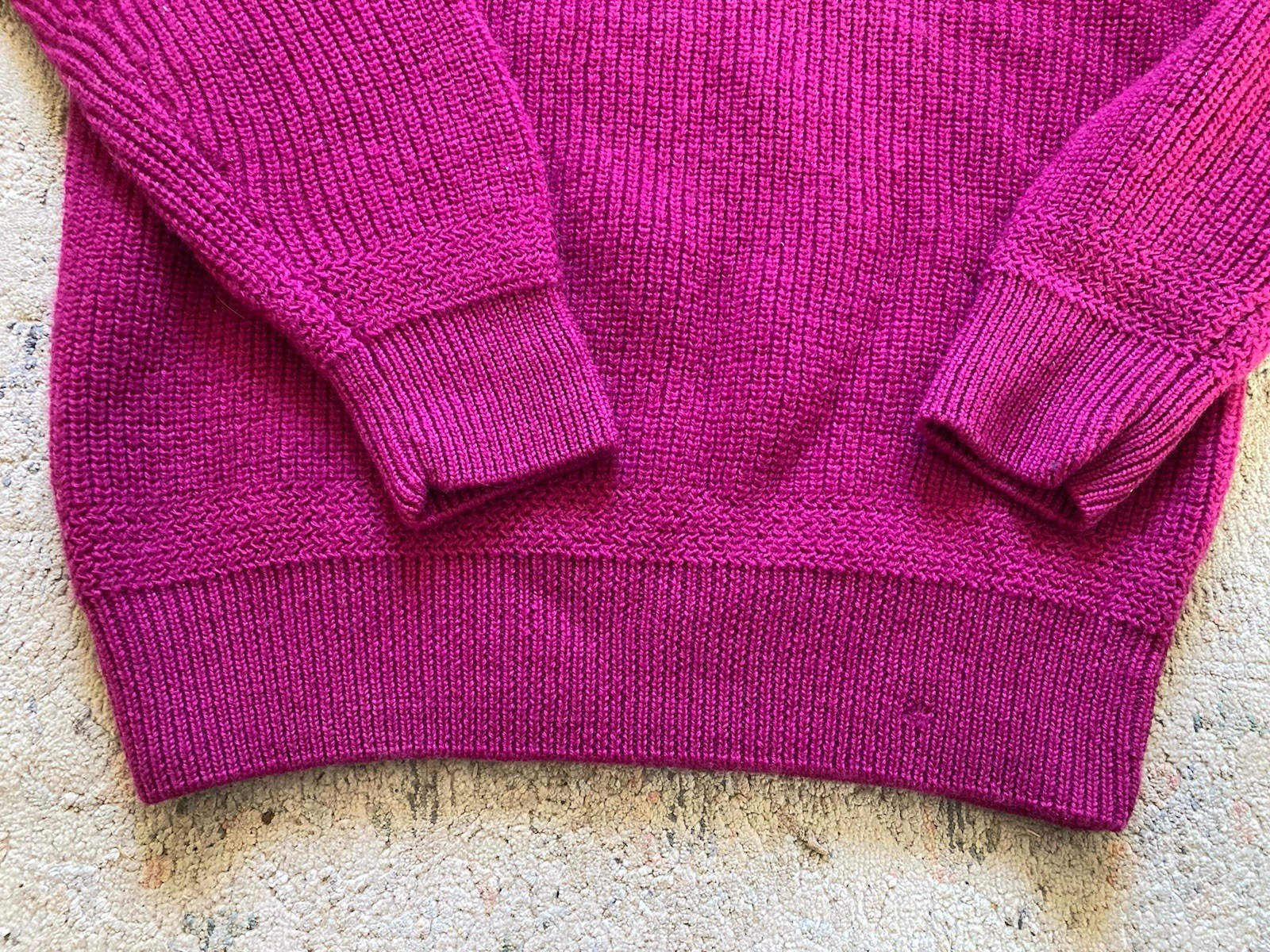 Vintage Wool Sweater XLT Chunky Fishermans Ribbed Knit 90s Preppy Pink Unisex