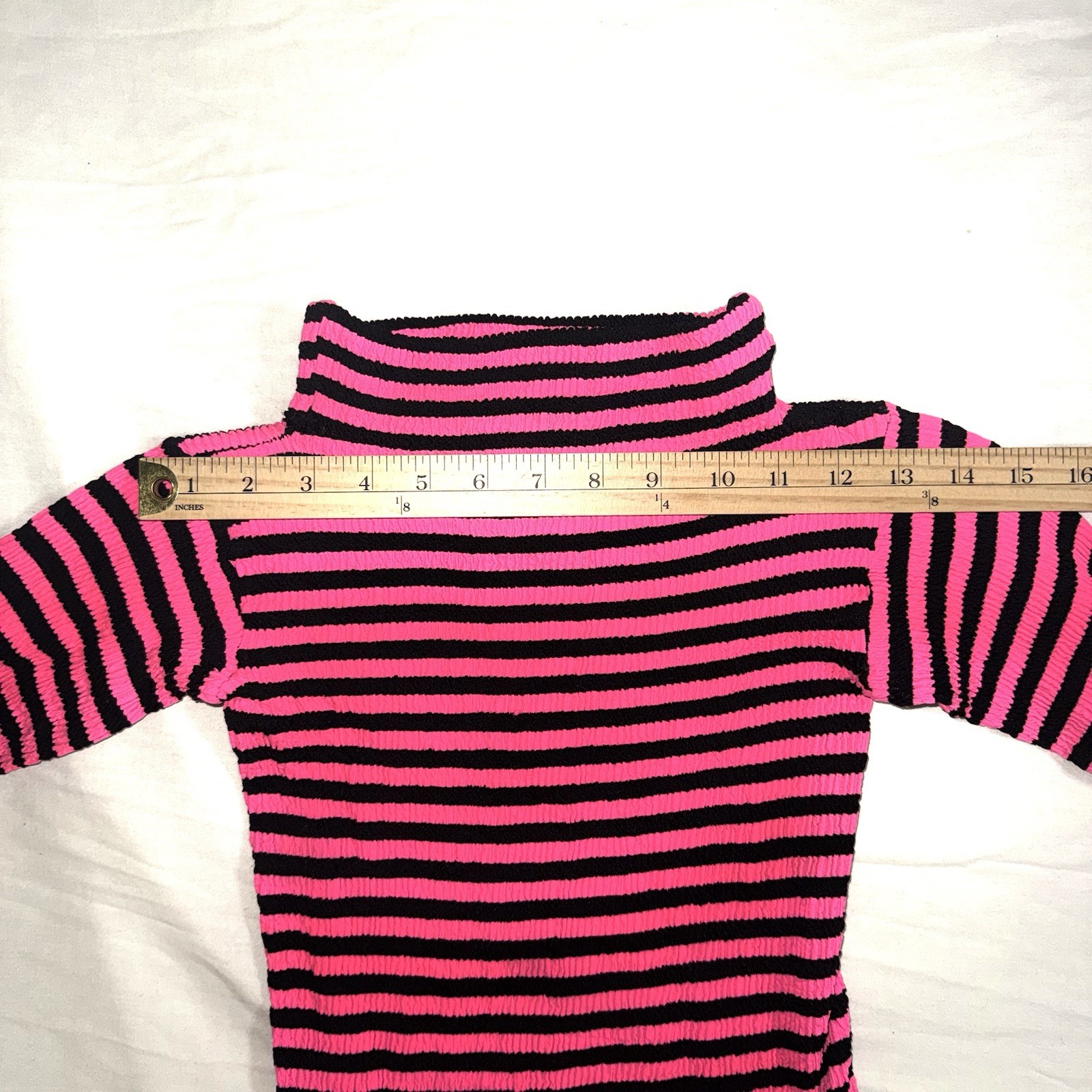 Vintage 80’s Bodycon Pink And Black Striped Dress Small/Medium