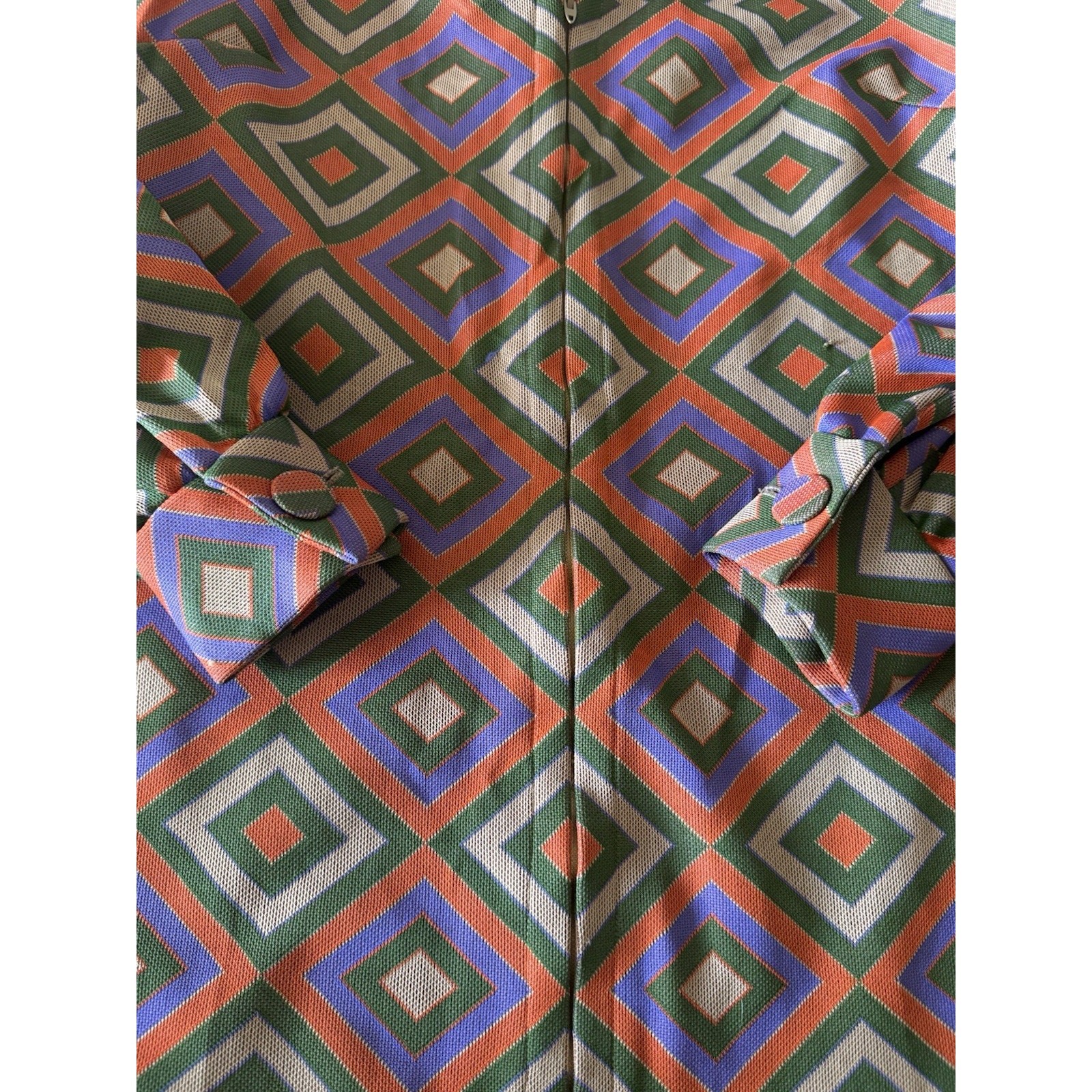 Vintage Disco Mod Dress Womens Size 12 Textured Geometric Hippie Groovy 60s 70s
