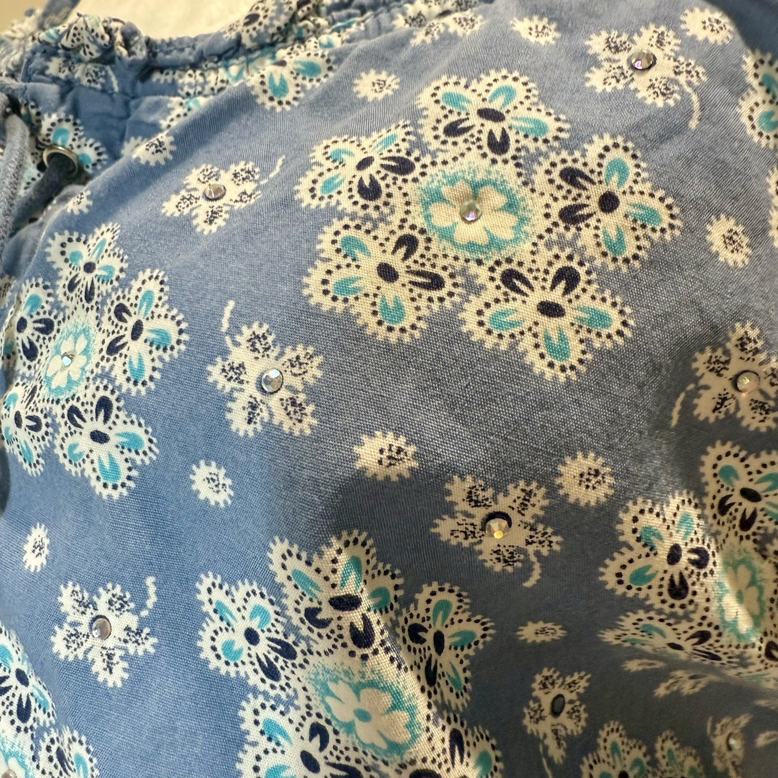 Vtg Y2K Corset Cami Top Coquette Beaded Cottagecore Delicate Lace-Up Festival L