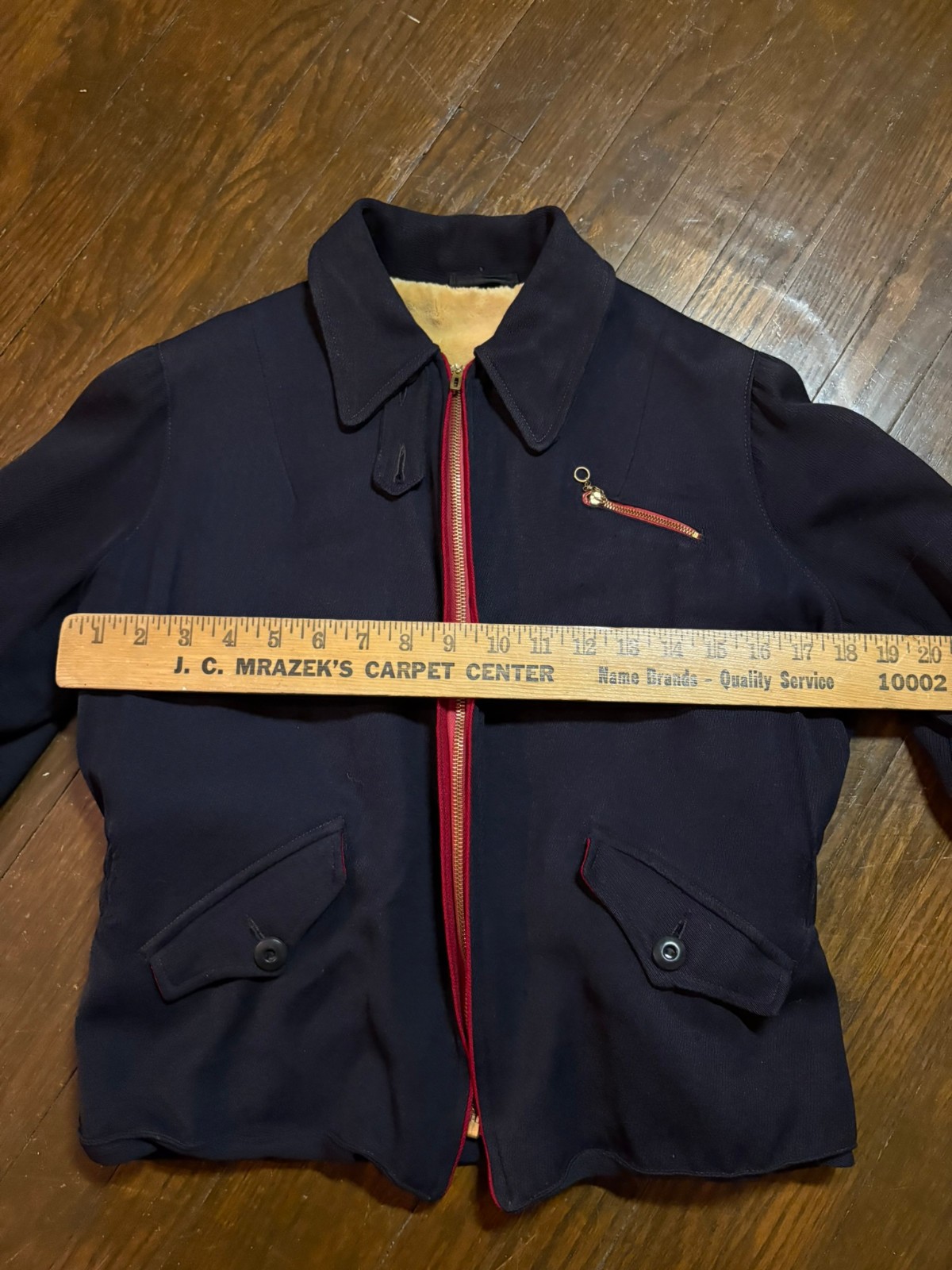 1940s Navy Alpine Ski Suit — Two-Piece Wool Gabardine Buckle Shearling Lined