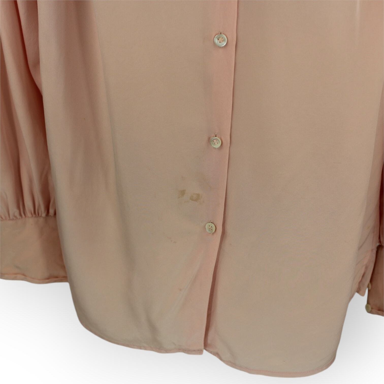 Baldanza Idée Force (S) 100% Silk Blouse Light Pink ShoulderPads 80s Business
