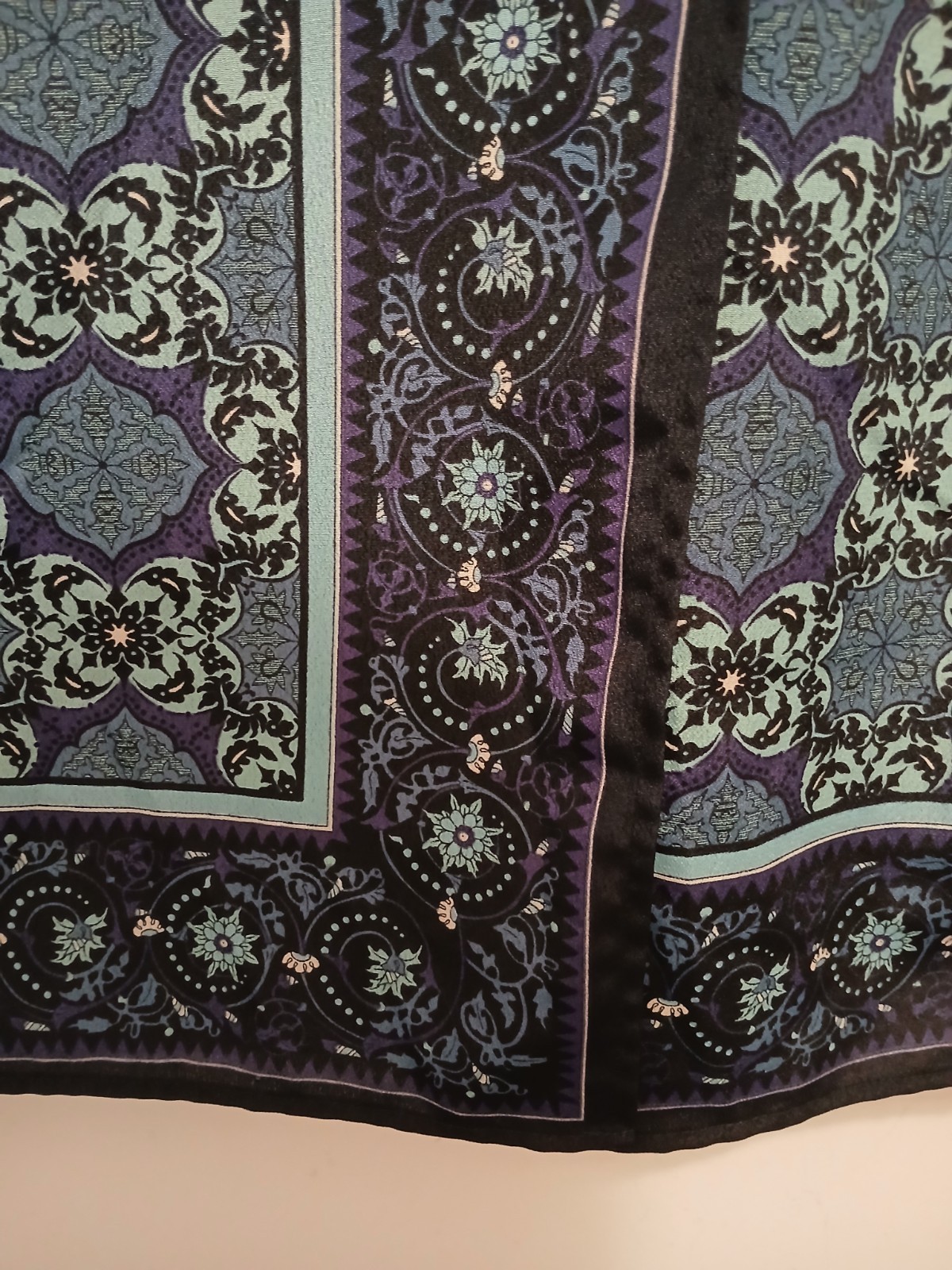 Sag Harbor Skirt Womens 18W Blue Floral Paisely Damask Faux Wrap Office Career