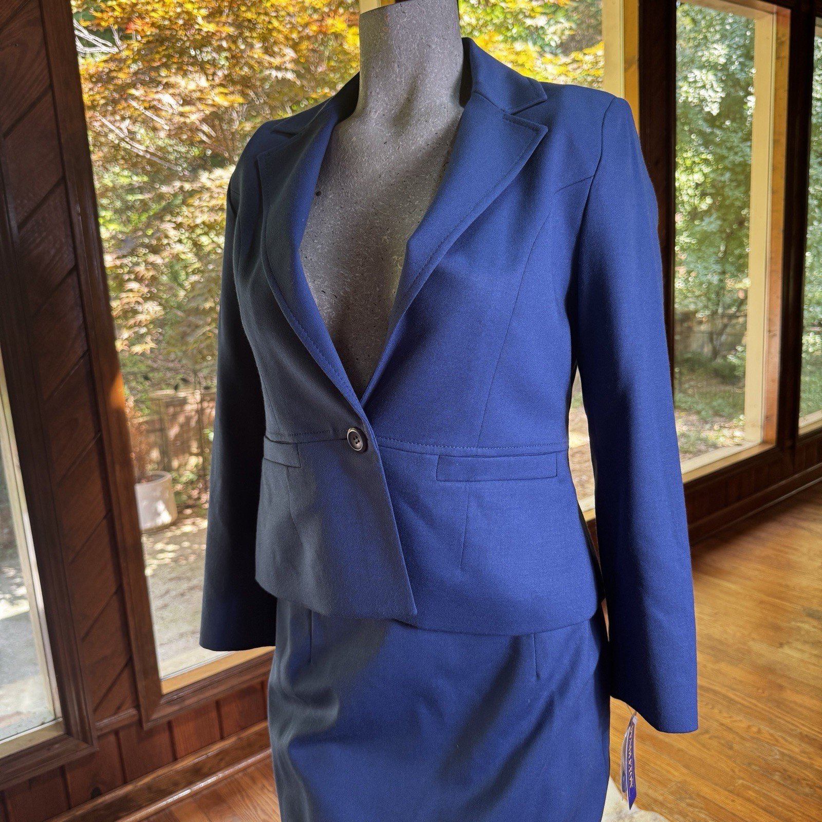 Vintage Pendleton Womens Navy Virgin Wool Skirt Suit Set Size 8 Academia NWT