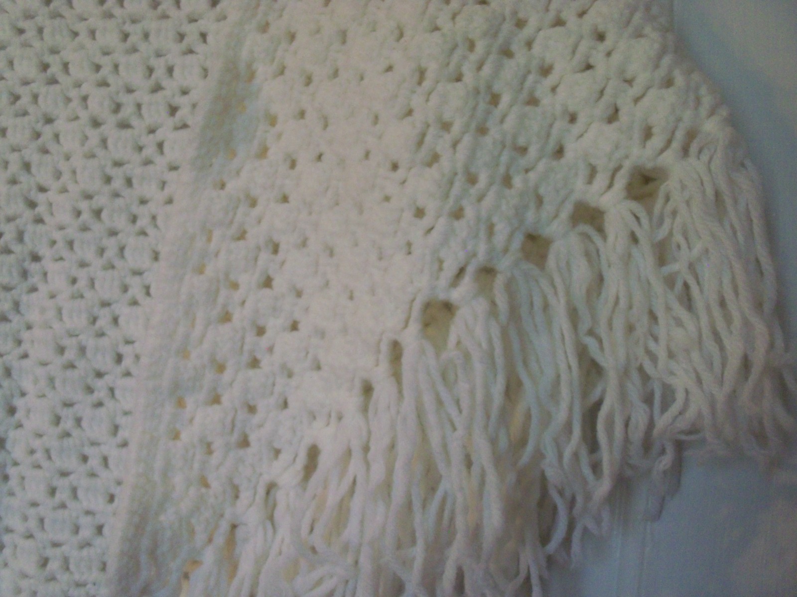 3 pc Mixed Lot of Vintage Crochet Shawls Yellow White Green
