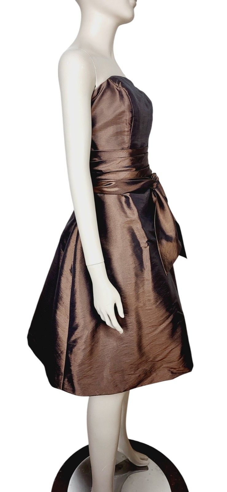 Vintage Bill Levkoff Brown Taffeta Strapless Big Bow A-Line Party Dress Size 10