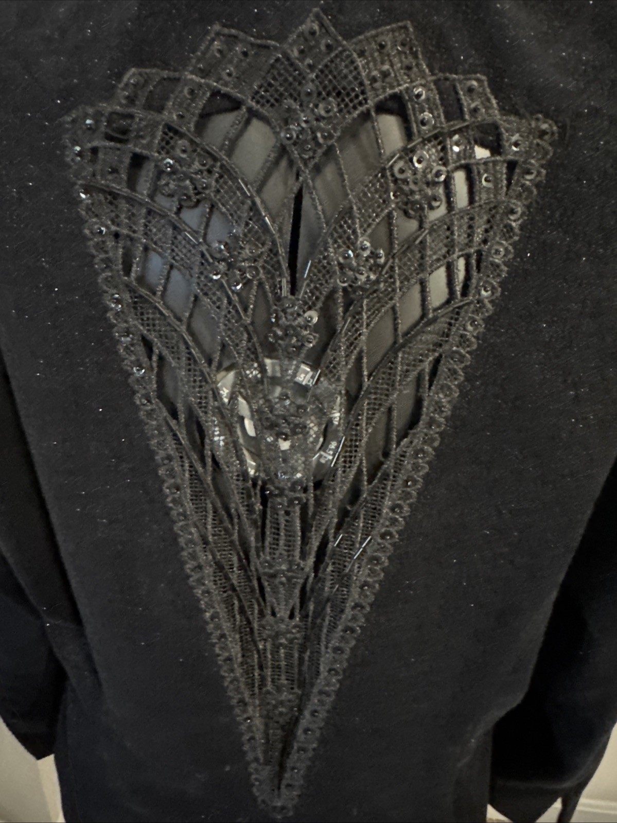 VTG Bisou Bisou Western Black Glittery Jacket Blazer Embellished Back Cut Out L