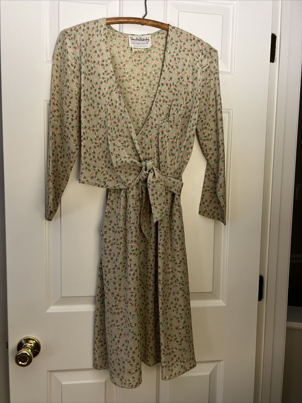 VINTAGE DIANE VON FURSTENBERG BODICE WRAP SILK DRESS size S