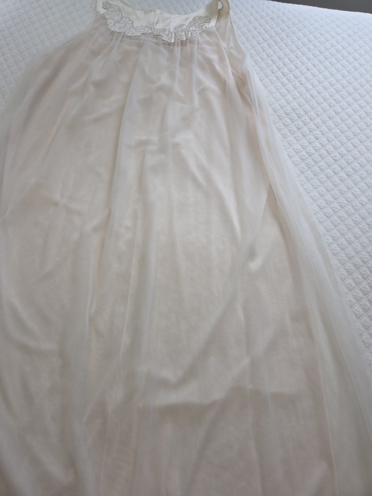 60s Gossard Artemis Butter Cream Nylon Chiffon Sheer Swing Nightgown Chemise