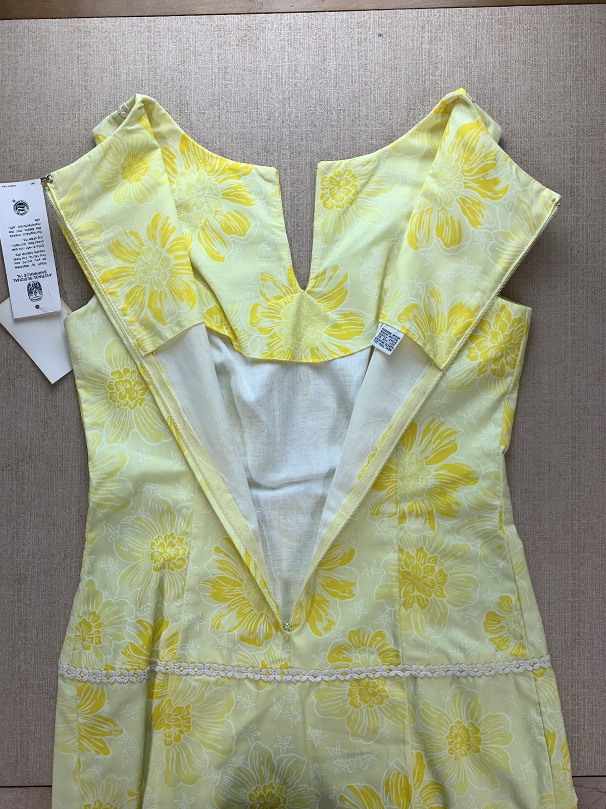 Vintage 1970s NWT Springmaid Yellow Floral High Neck Mini Sundress Size 8