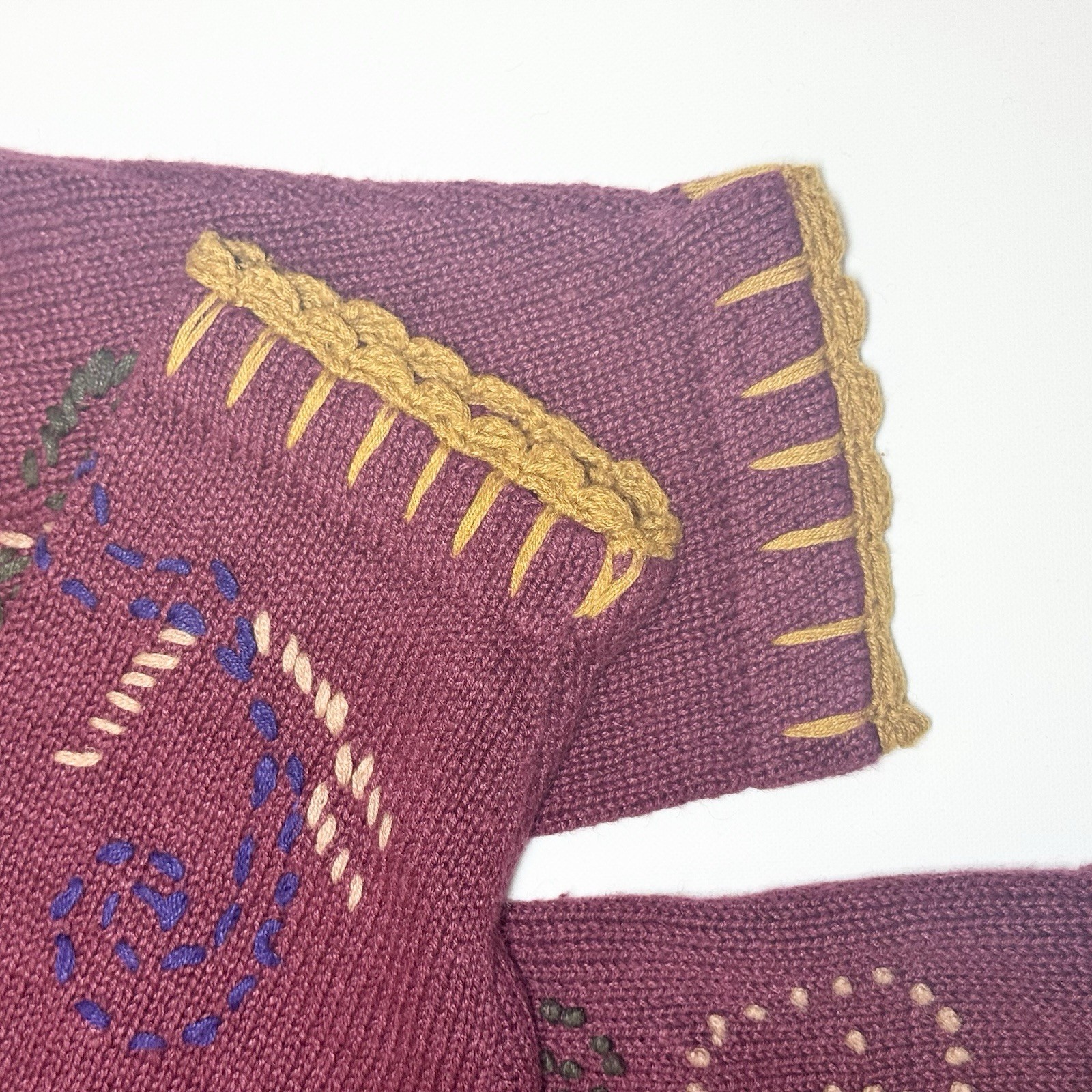 Jodi Blake Embroidered Cardigan L Fall Beaded Knit Folk Art to Wear Maximalist