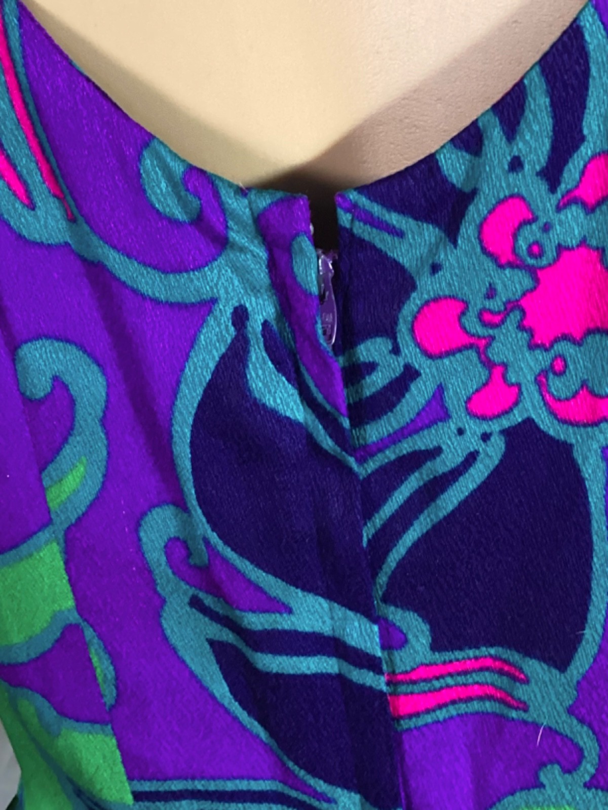 VTG 60’s Waltah Clarke’s Hawaiian Barkcloth Psychedelic Playsuit Romper Tiki 12