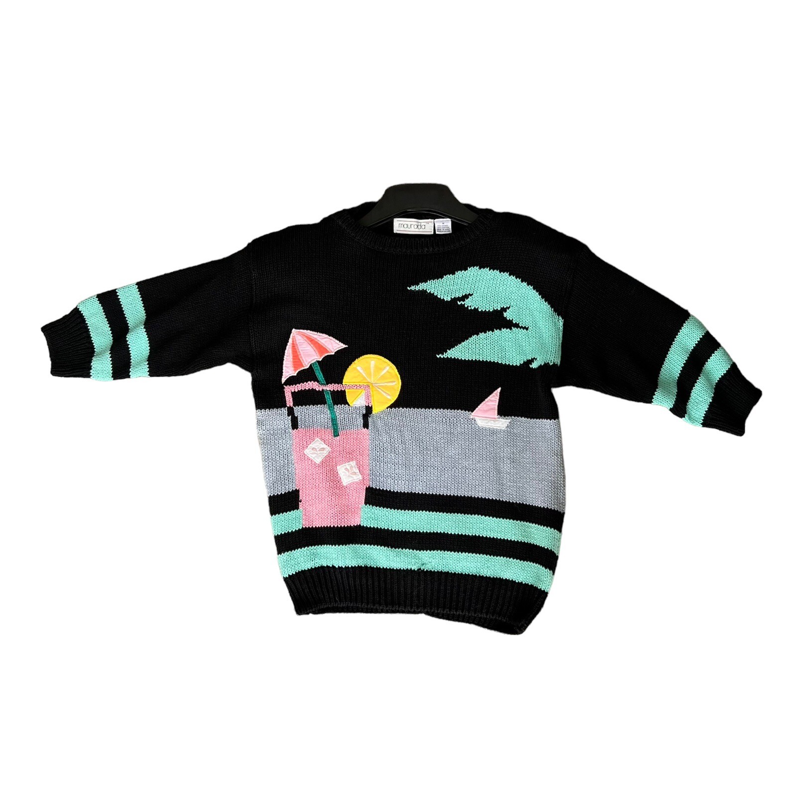 Vintage Maurada Knit Sweater with Lemonade Beach Theme Size Medium