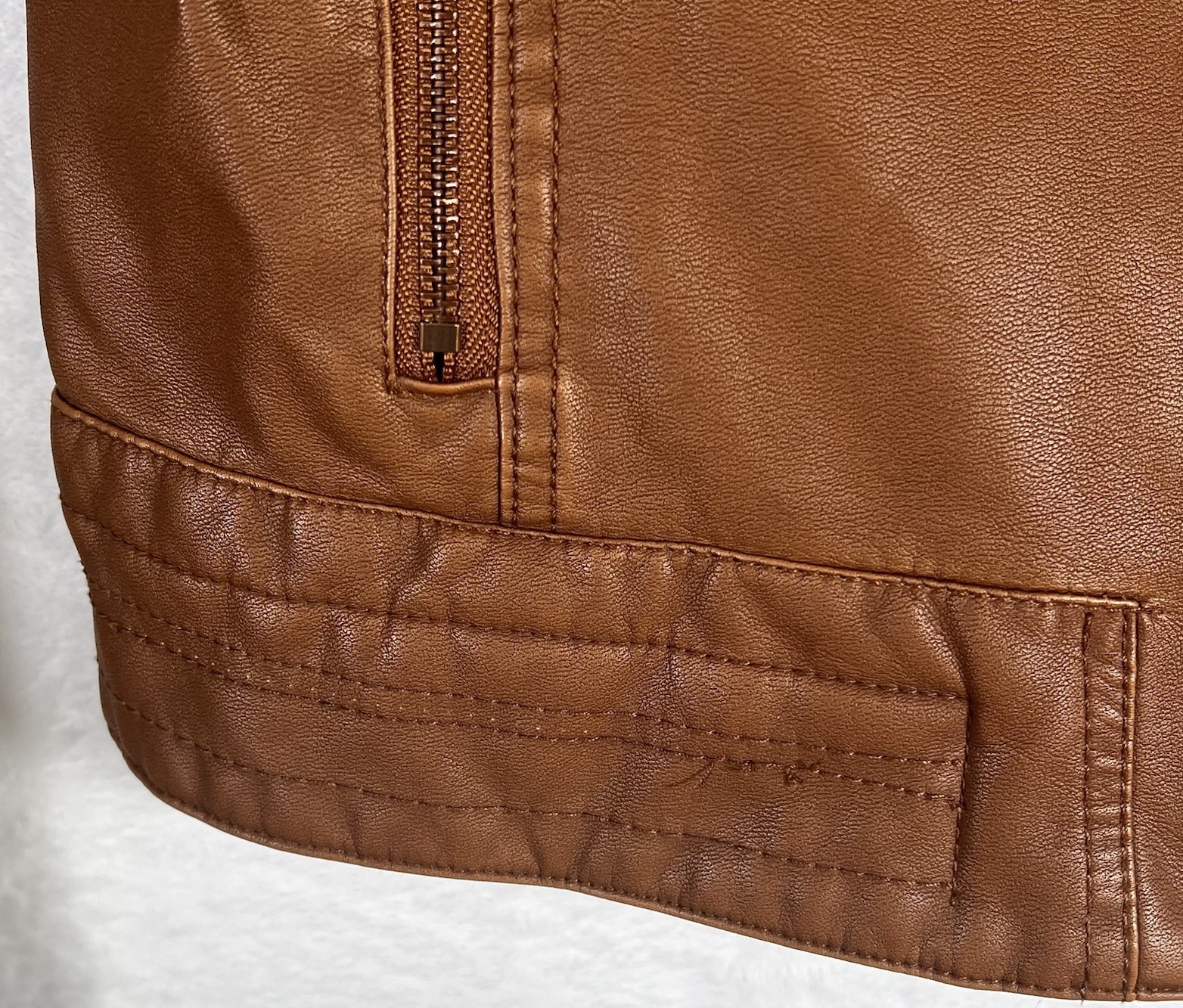 VTG Universal Threads Jacket Size M Brown Full Zip Detailed Stitching Pleather
