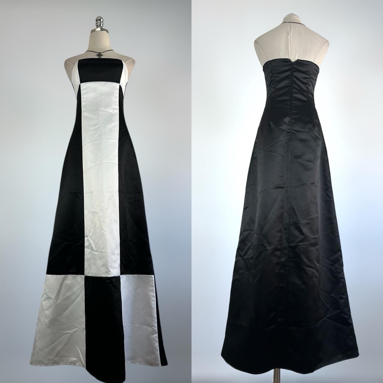 Vintage 90s Y2K Jessica McClintock Archive Color Block Strapless PROM Dress