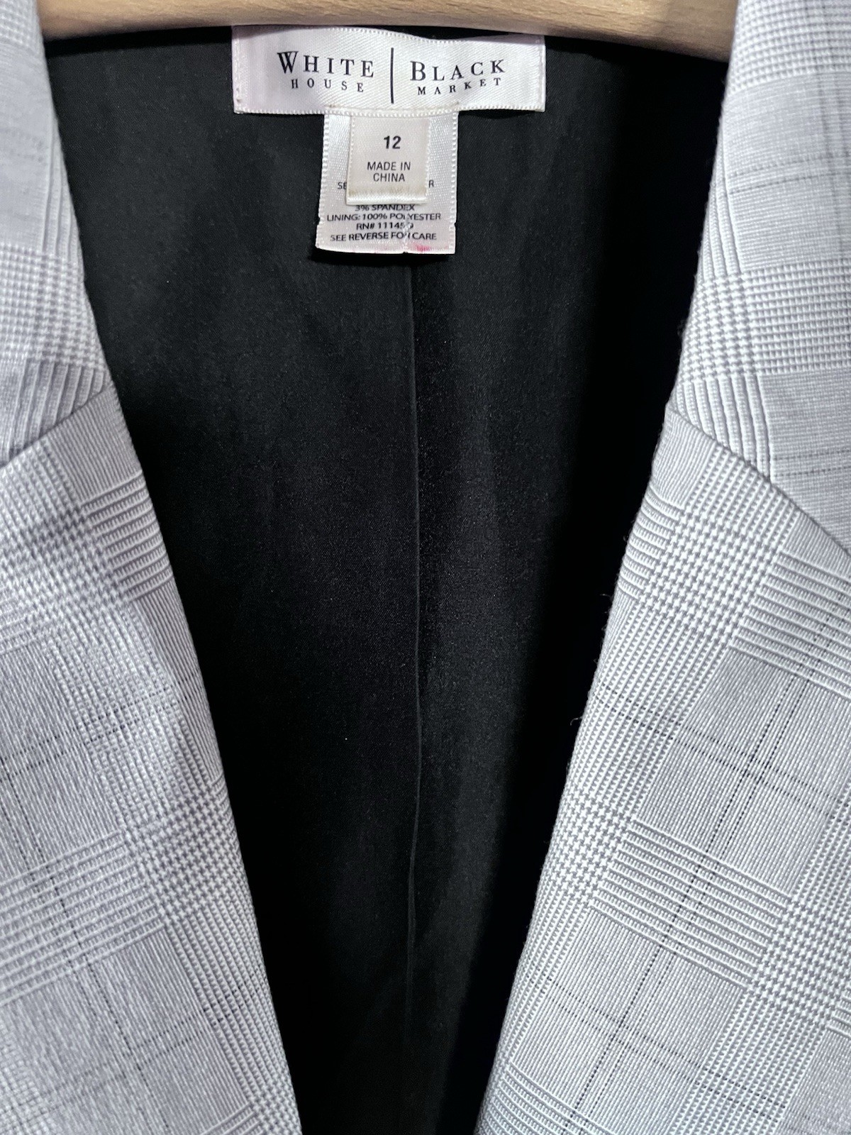 White House Black Market Herringbone Blazer Dove Gray Short Sleeve Jacket Sz 12
