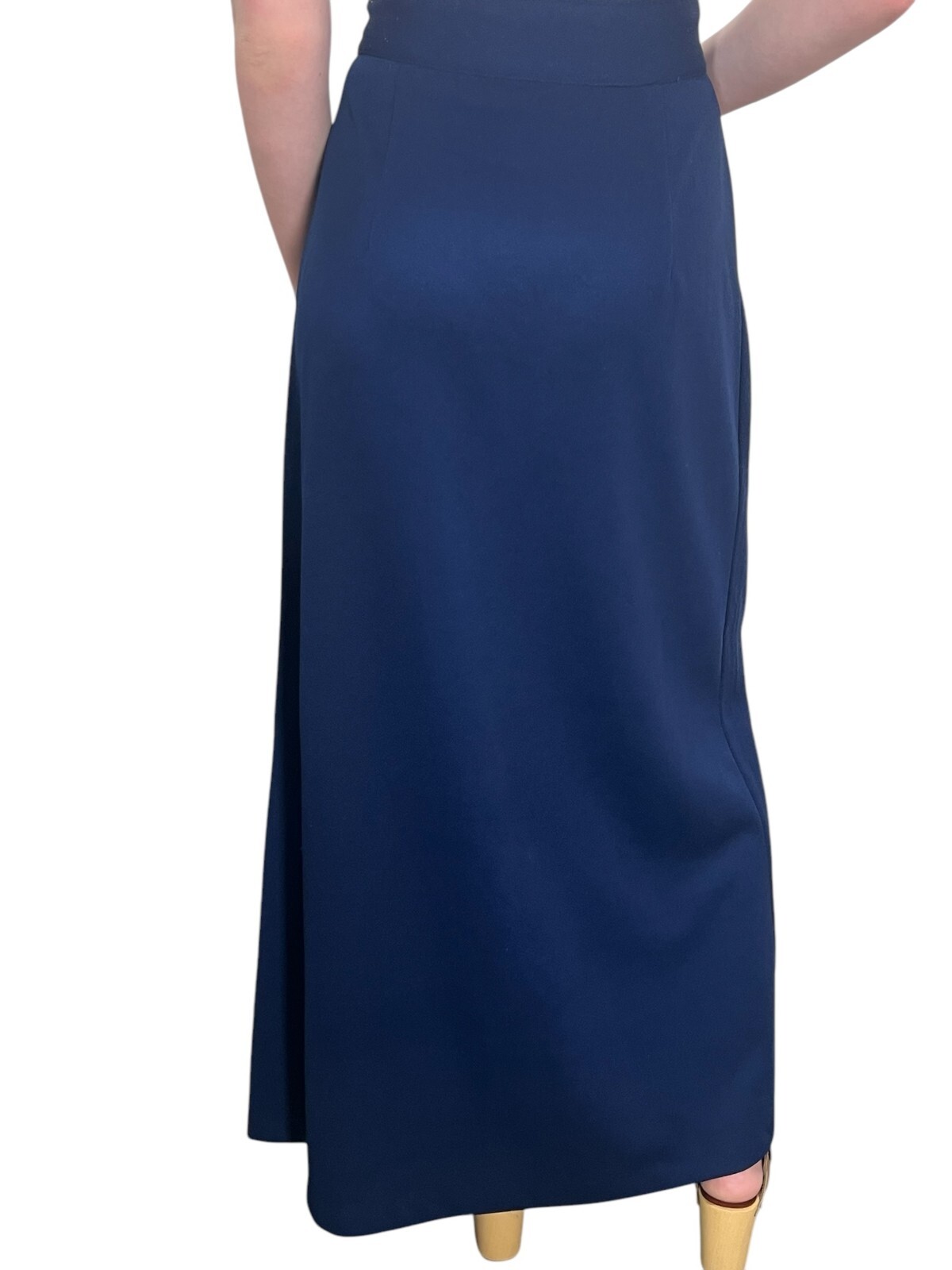 Sz S Vtg 60s 70s MAXI Skirt Button Front Navy Blue Textured Knit