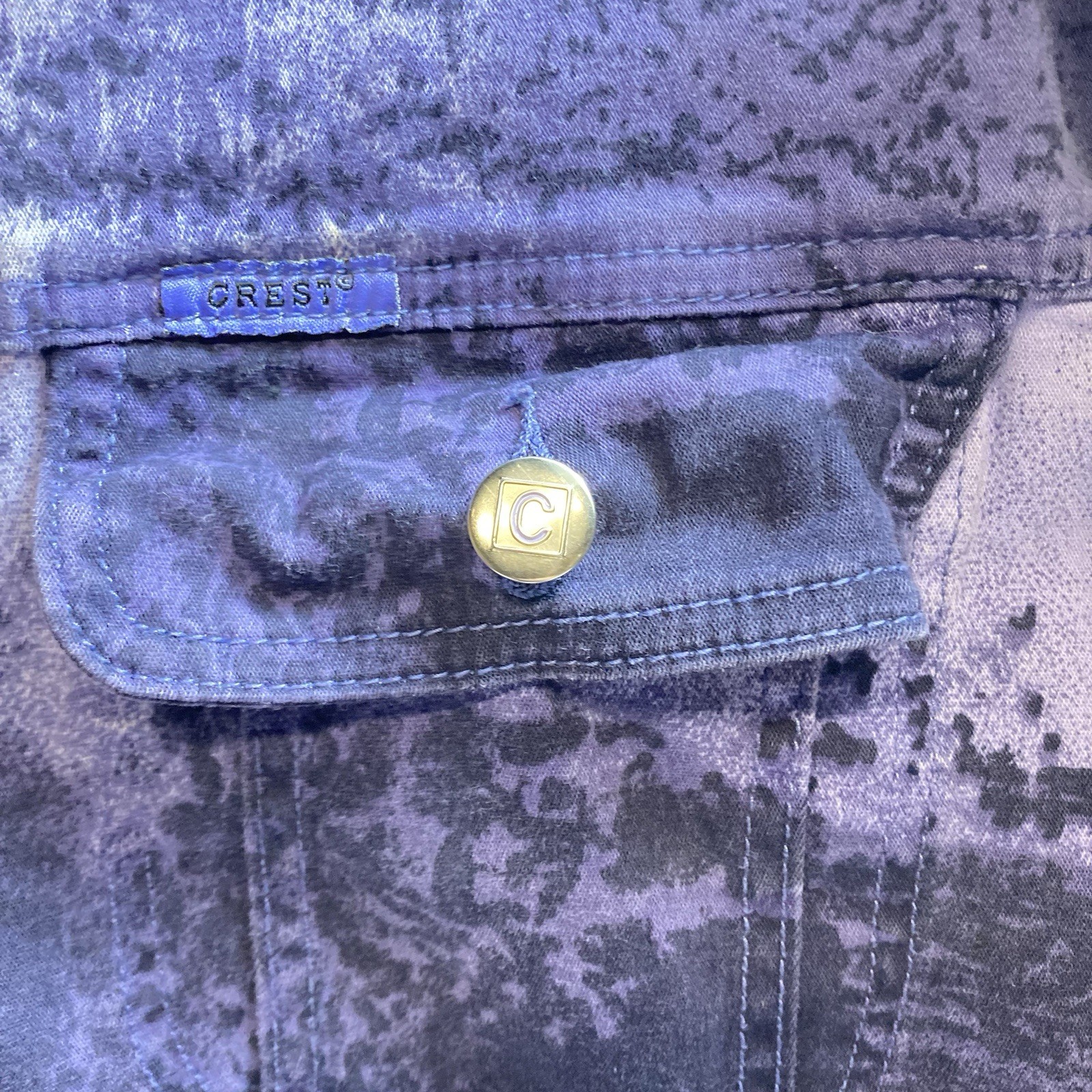 VTG Purple Crest Denim Jacket Jeans Set 90s Stretch Sz 2X -20 Acid Wash Urban