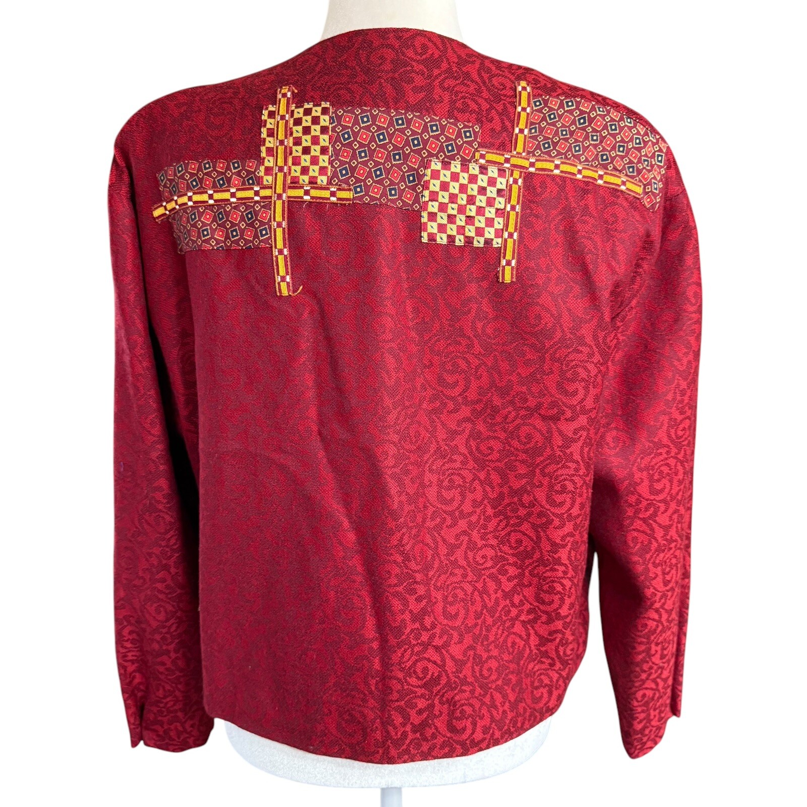 Vtg 80s 90s Canvasbacks Glutton Horsefield M Wool Silk Red Preppy Artsy Whimsy