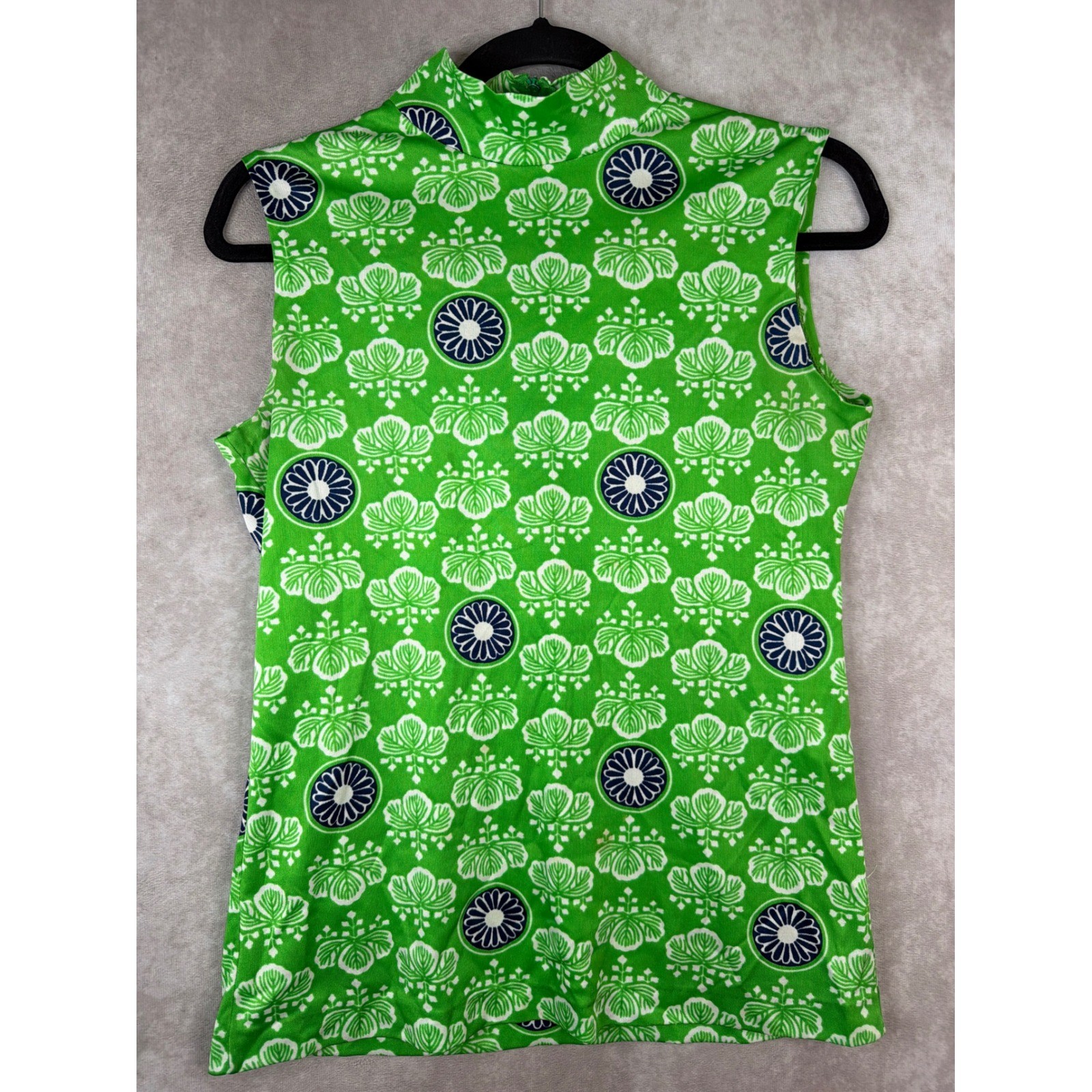 The Seventh i Sleeveless Top Womens Medium Green Vintage Mod Mock Neck Floral