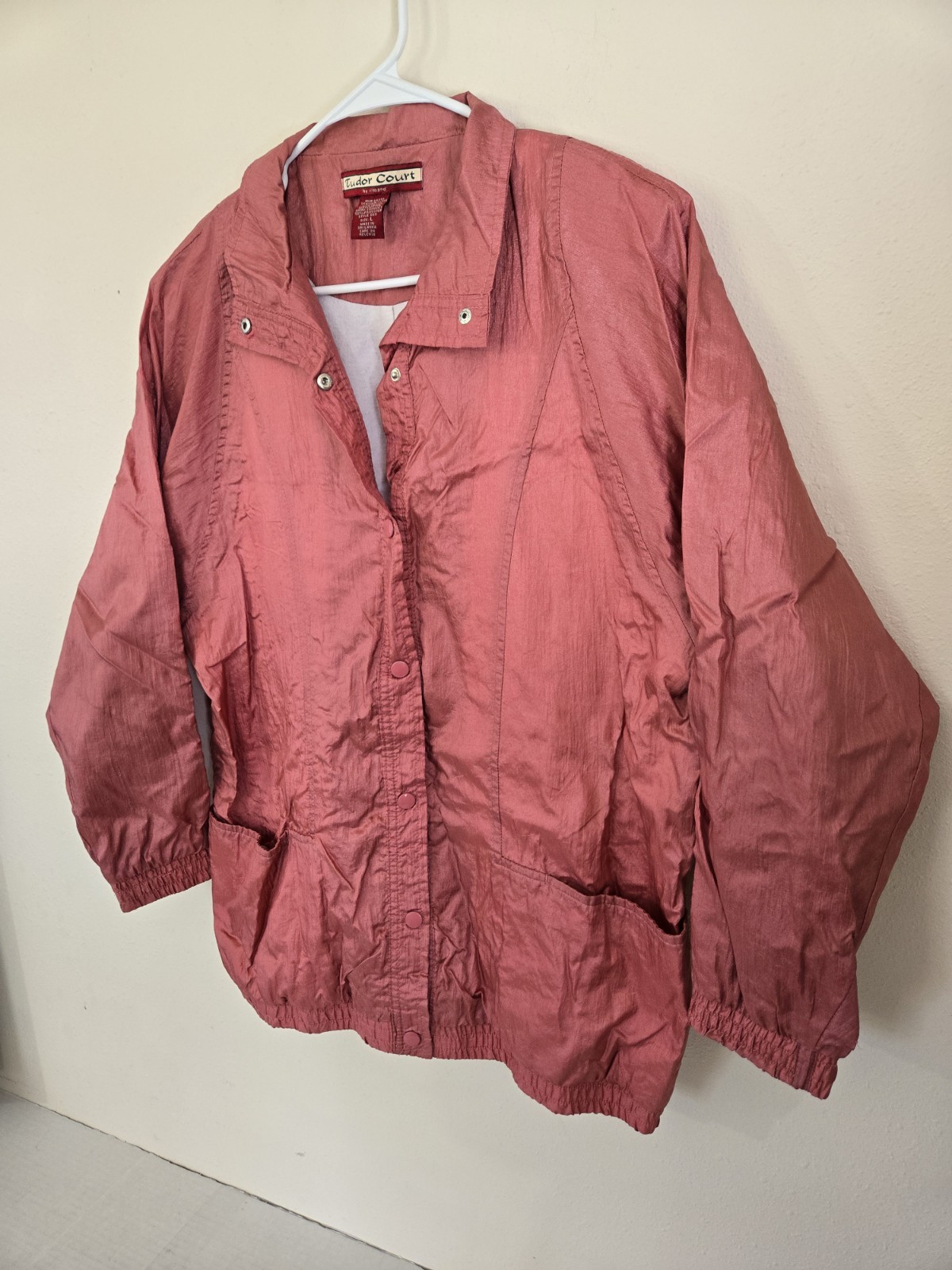 80’s/90’s Tudor Court by Haband Metallic Lg. Pink Jacket Windbreaker FREE SHIP