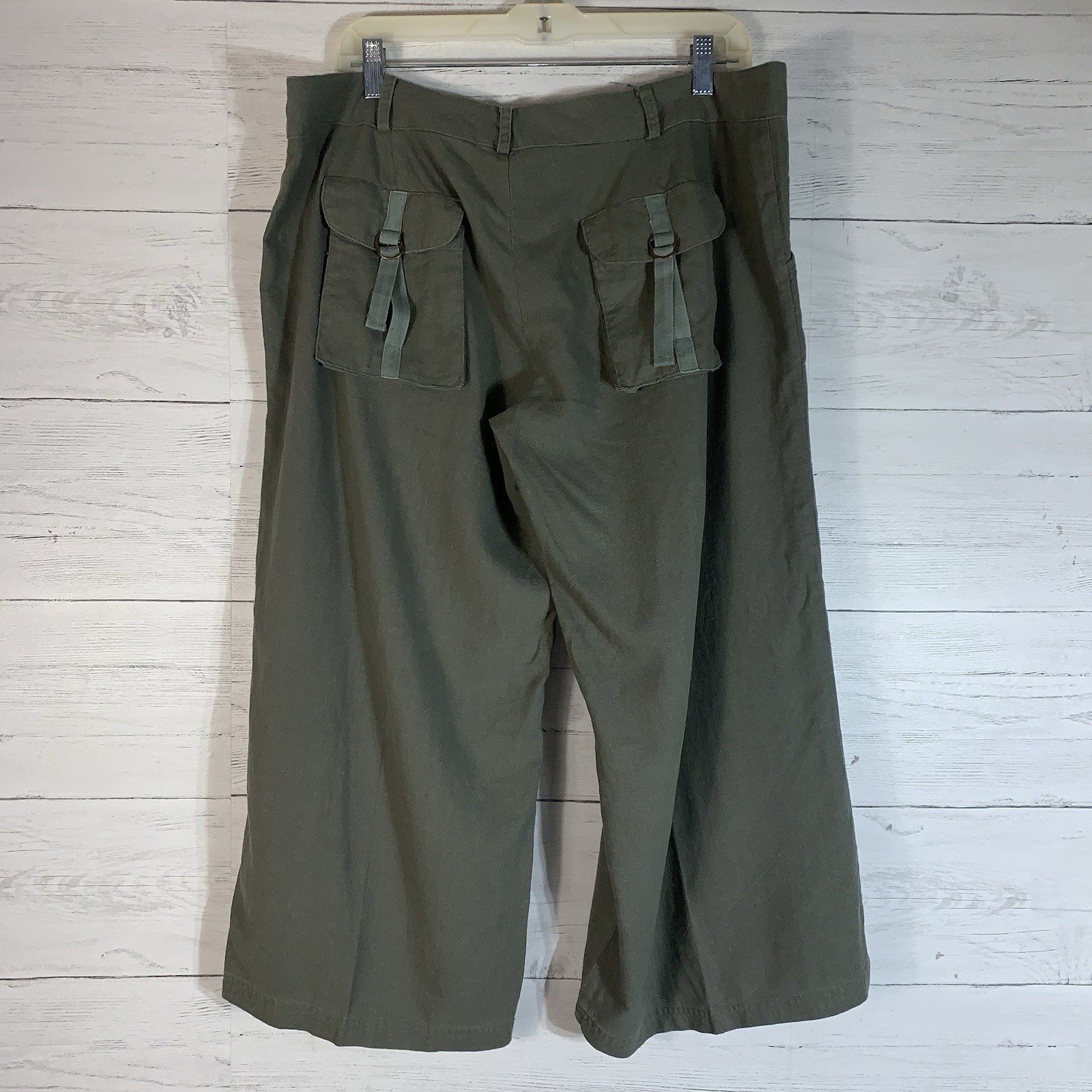 Y2K Speechless Linen Wide Leg Capri Pants Size 15 (waist 38) army Green NWT
