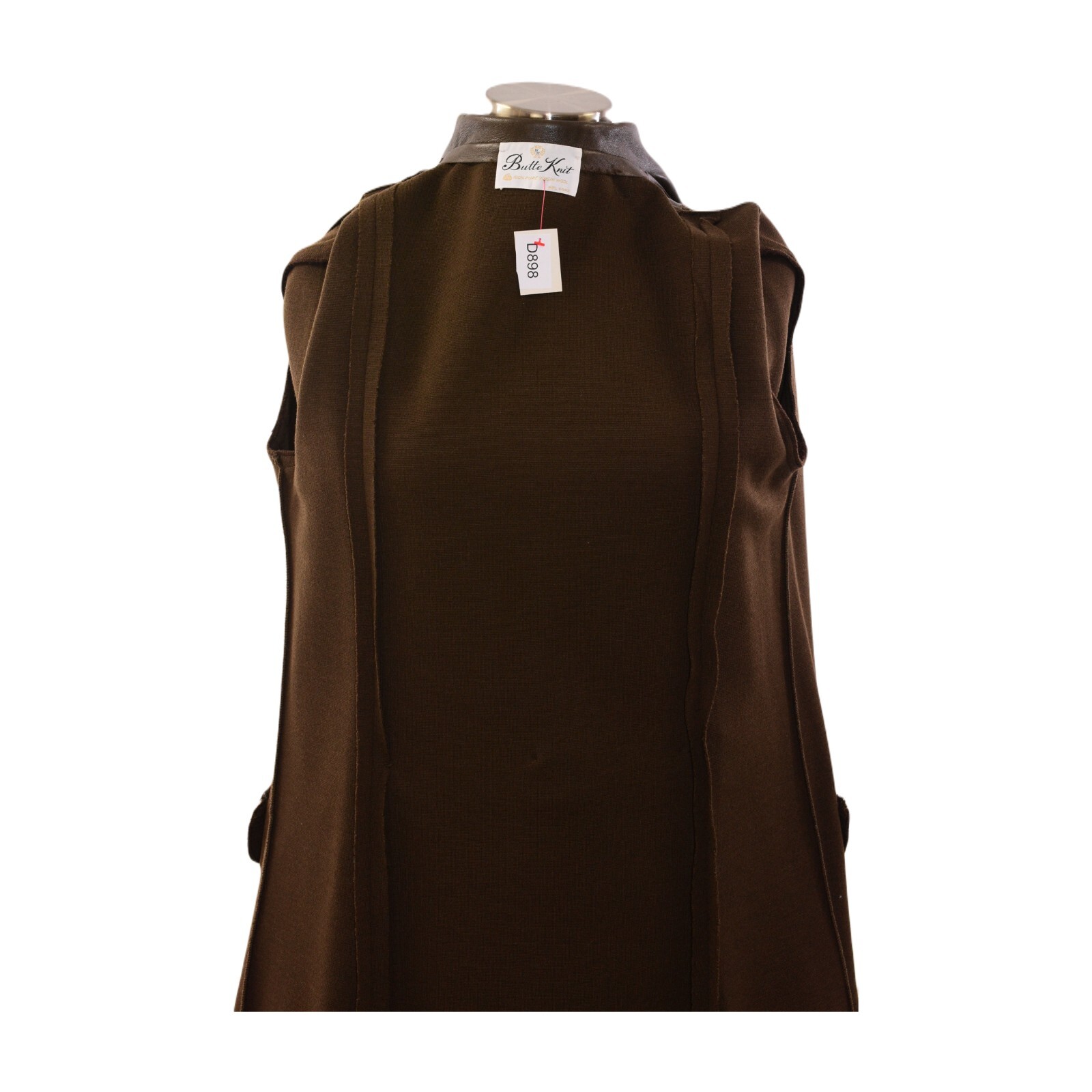 Butte Knit Chocolate Brown Wool & Leather Trim Jacket 70s Vintage Womens M/L