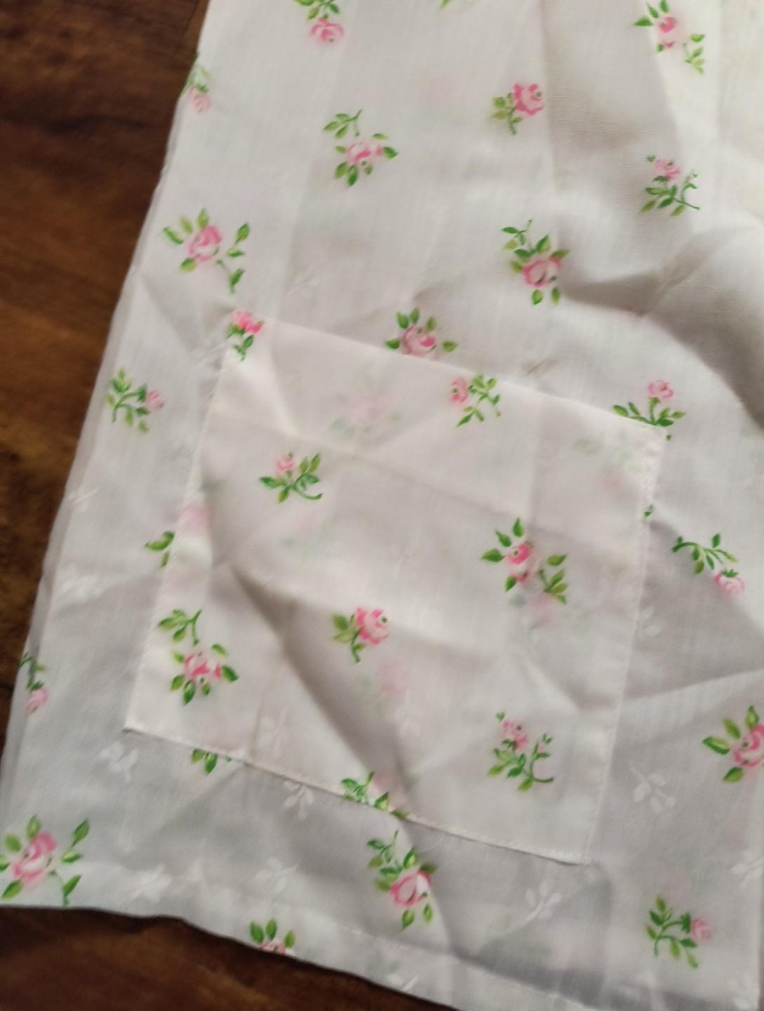 Vintage Katz Button Up Lace Trim Forest Floral Pajama Top