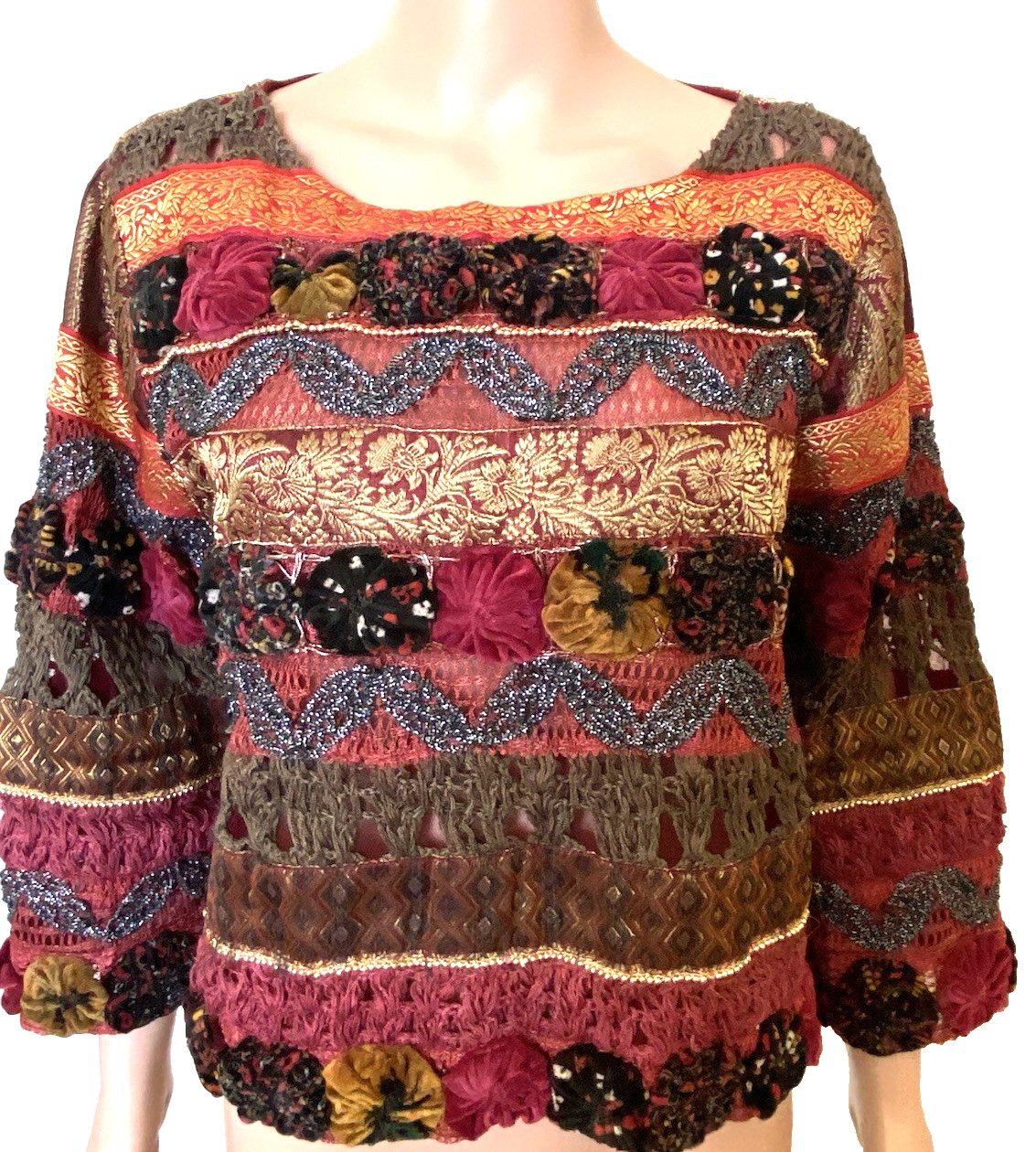 VINTAGE SANDY STARKMAN Art to Wear Multi Texture Top XL – Excellent