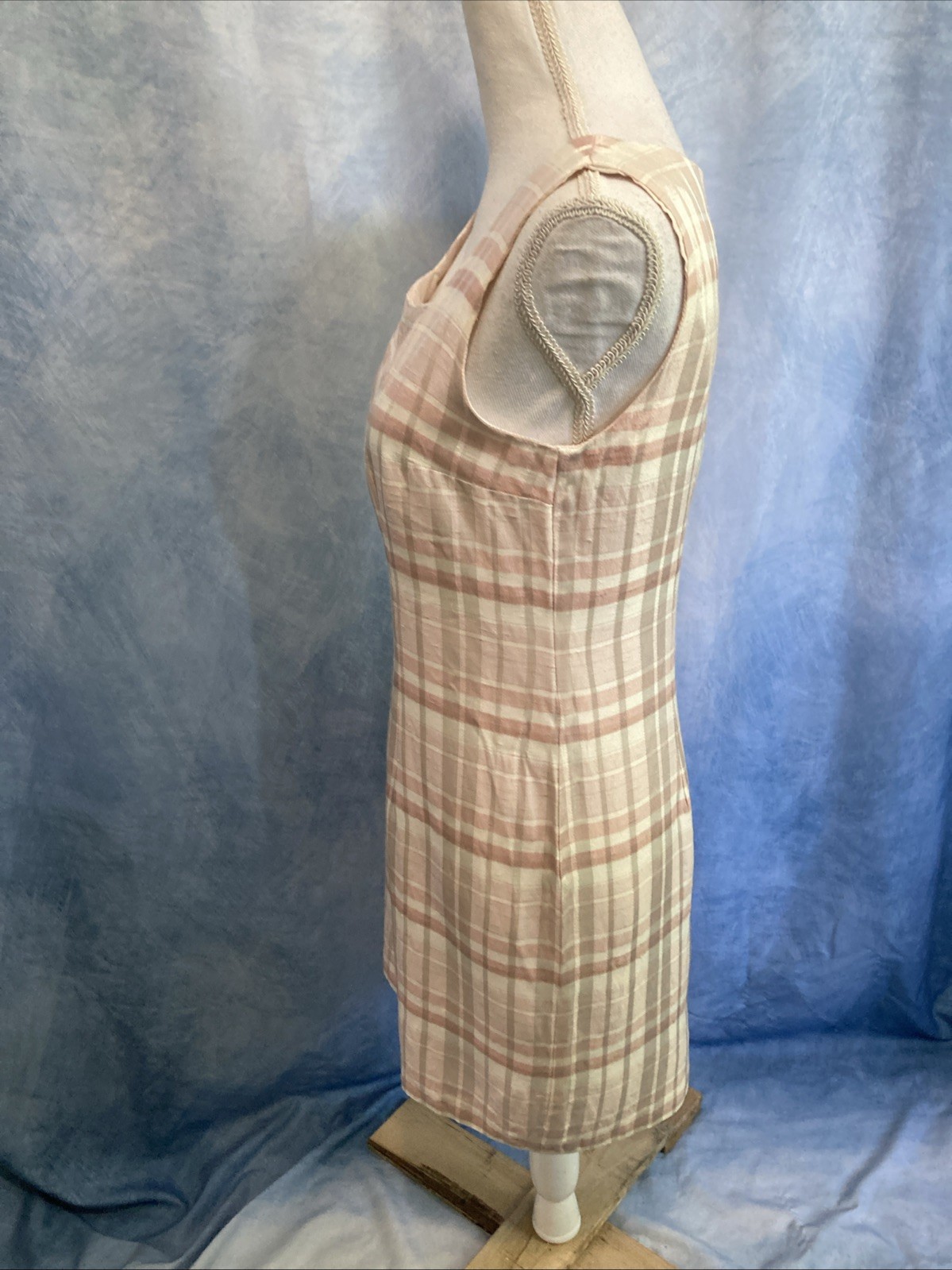 Vtg 90s Does 60s Casual Corner Annex Plaid Shift Dress Petite 8P Pink Mod Retro