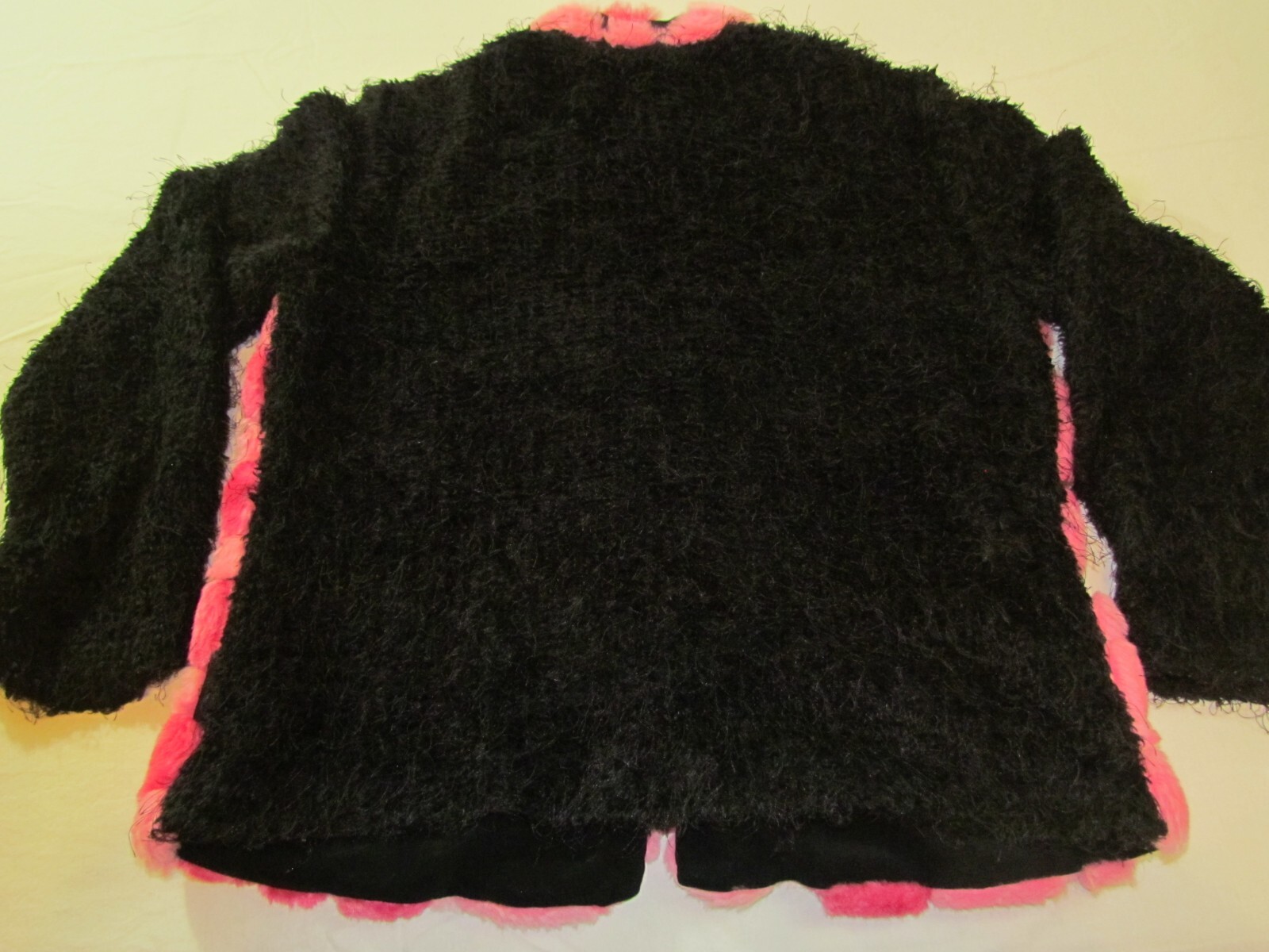 Vintage Hanalori Size Small Faux Fur Jacket Light Weight USA Made Black/Pink