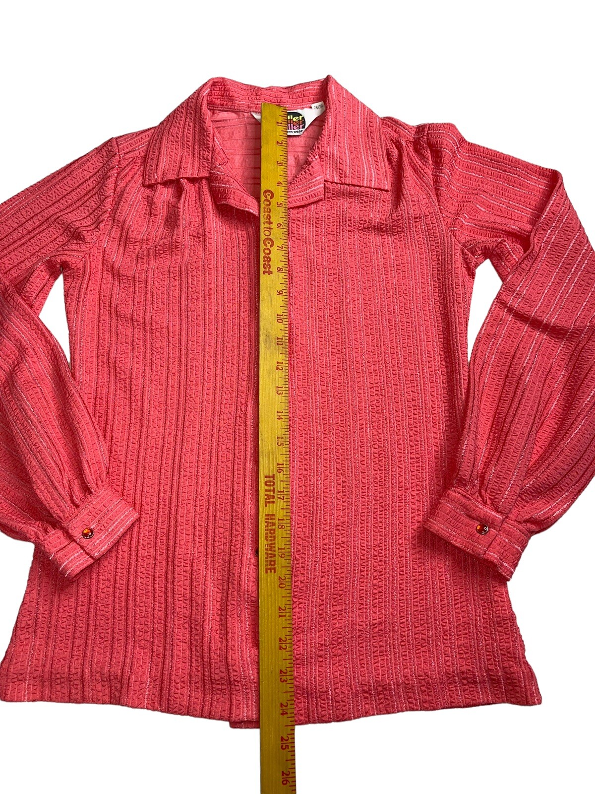 vintage miller western shirt Womens 10 / 32 Coral Polyester Knit Snap