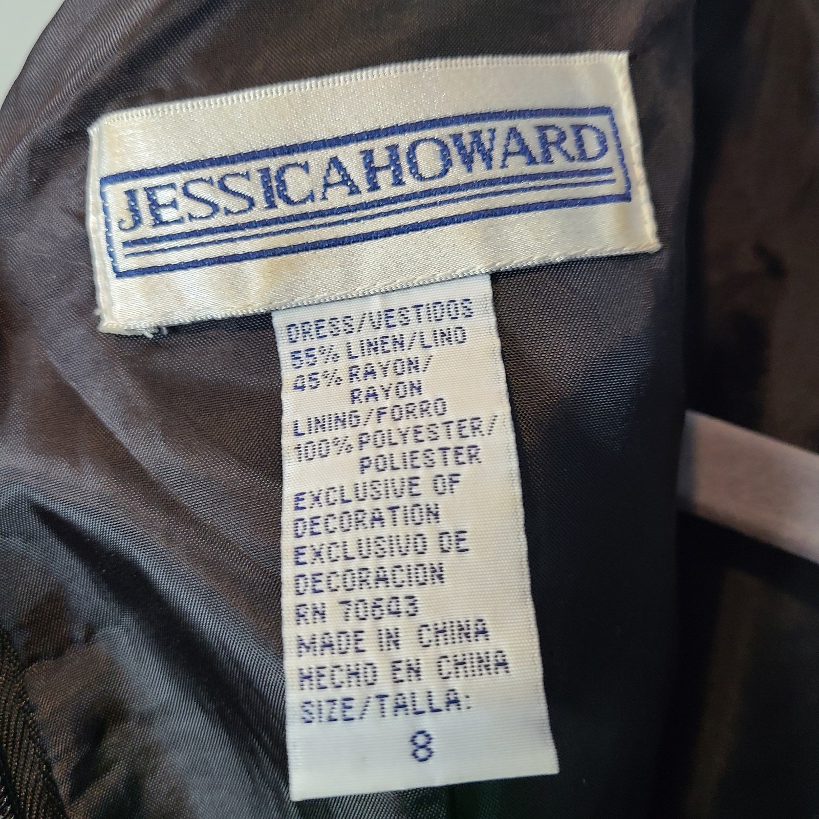 VTG Jessica Howard Dress Sz 8 Linen Seashell Embroidered Nautical Resort Cruise