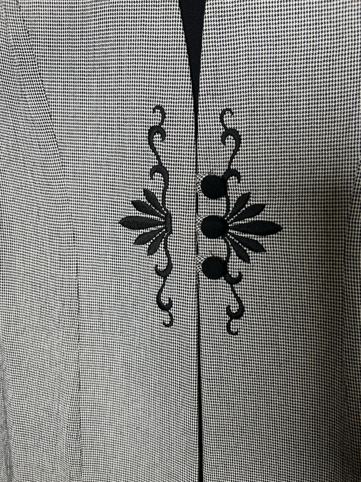 Vtg 90s Michael Blake Jacket Dress Set Black White Micro Check Embroidered Sz 12