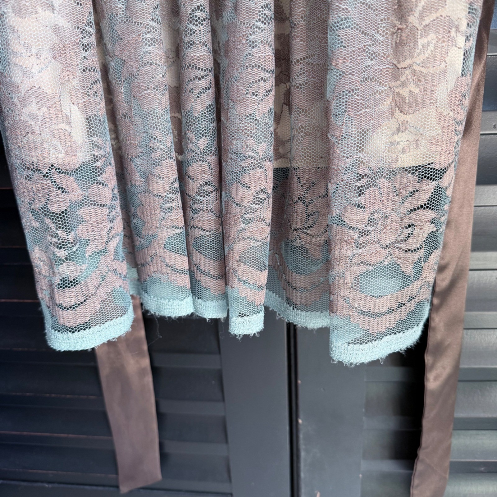 Fairytale Dress 90s y2k Coquette Babydoll Blue Lace Brown Satin Ribbon Mystic