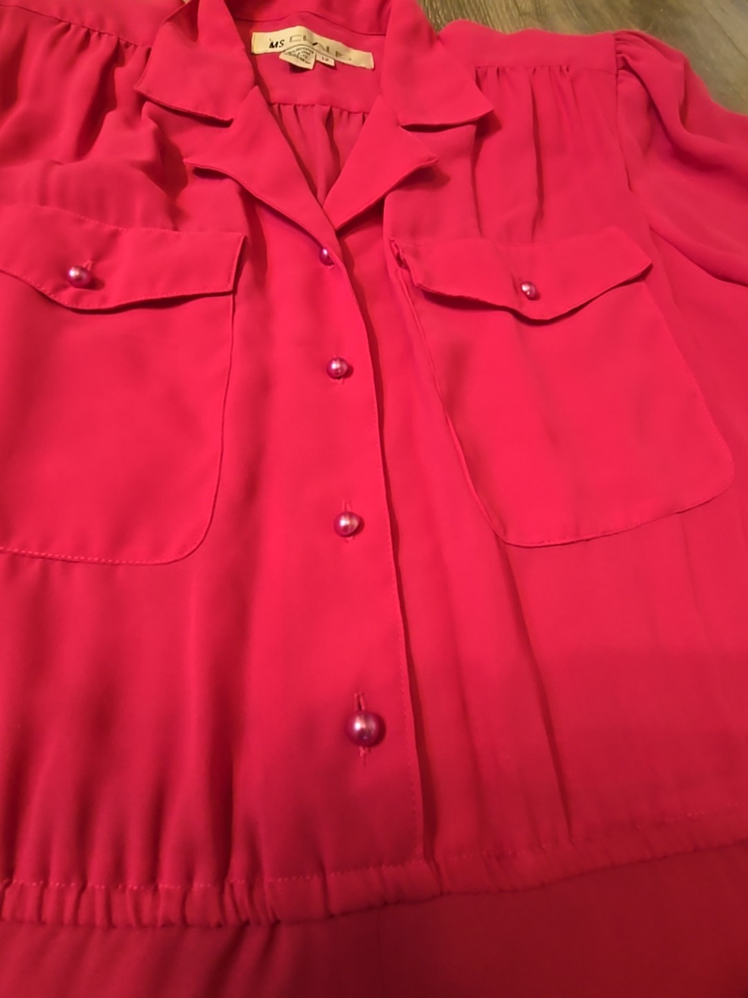 Vintage 1980s Ms Chaus Pink Belted Secretary Dress Size 12 Silky Button Down