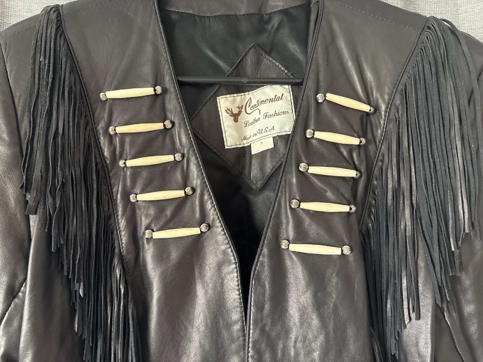 Vintage Continental Leather Fashions Fringe Jacket Mint sz M