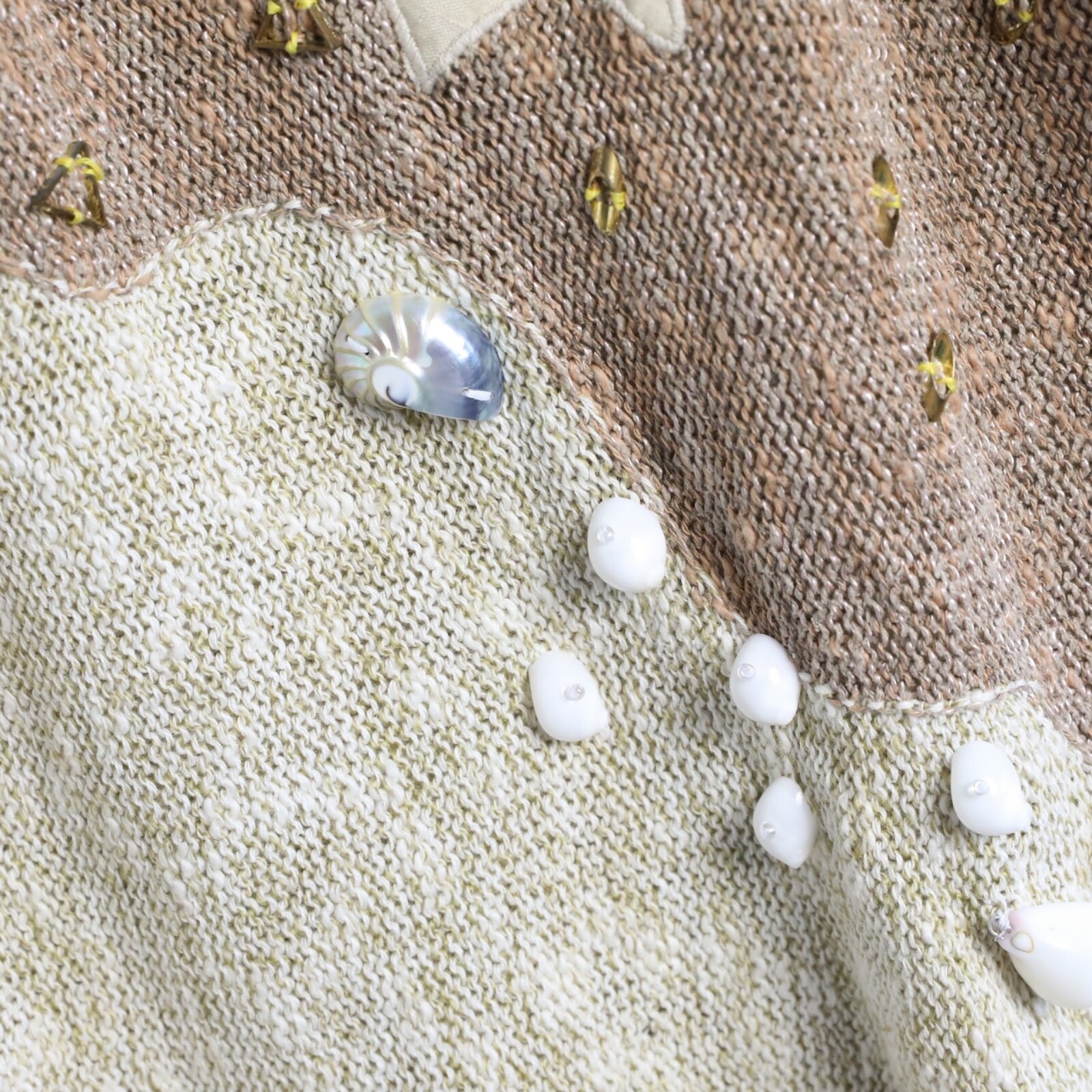 Mariea Kim 80s oversized sweater nautical beach embellished sea shells cotton M