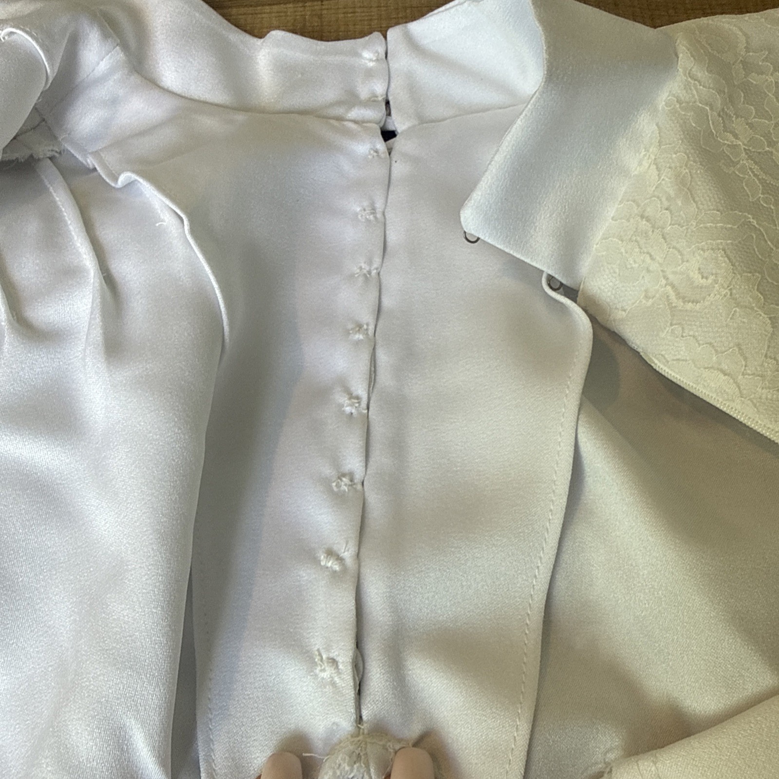 Handsewn 70s Prairie High Neck Wedding Dress Long Puff Sleeves Fits S Train