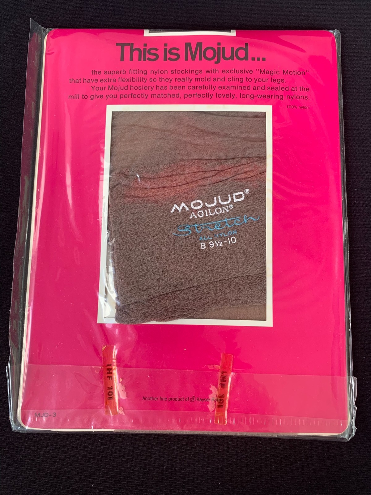 Vintage Mojud Nylon Stockings Seamless AGILON Stretch B 9 1/2-10 Star Taupe