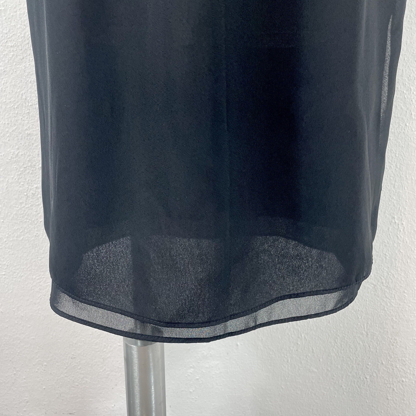 Vintage 1970s Joy Stevens California Sheer Black Layered Knee Skirt Size Medium