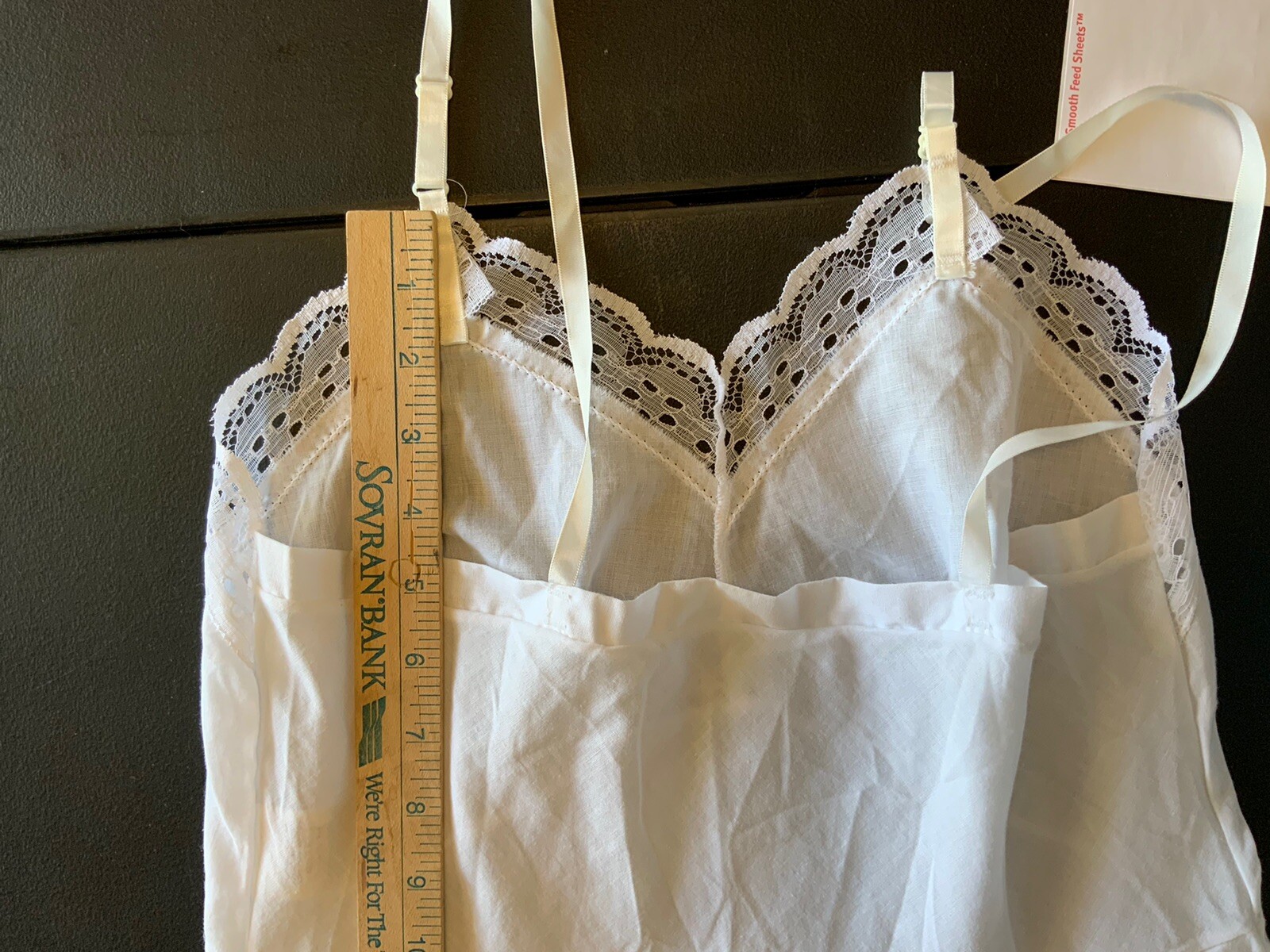 VTG Figurfit by Indera Size 34 White Poly/Cotton W/ Lace Full Slip Babydoll