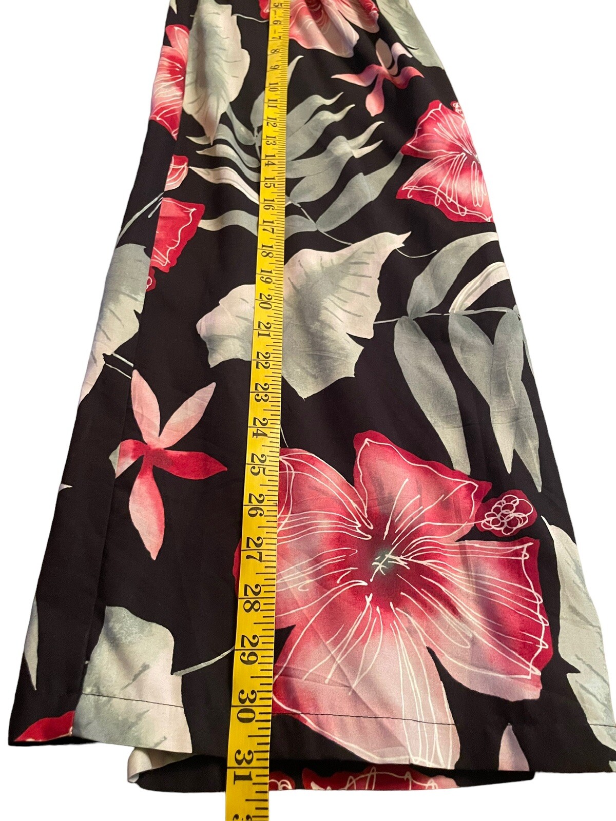 Vintage Nani of Hawaii Long Skirt Camp Shirt Set Small Tropical Black Floral