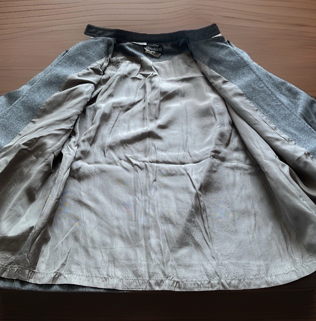 VTG 60s-70s PATTY WOODARD Women’s L Gray Wool Gabardine Belted Lined Jacket